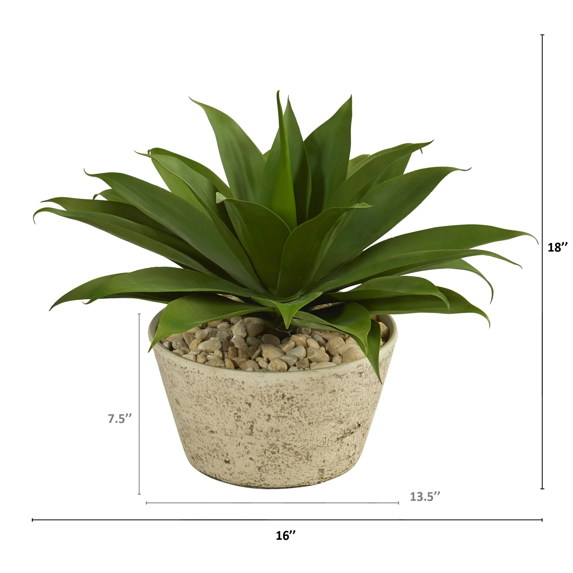 1.5’ Agave Succulent Artificial Plant in White Planter - Image 2