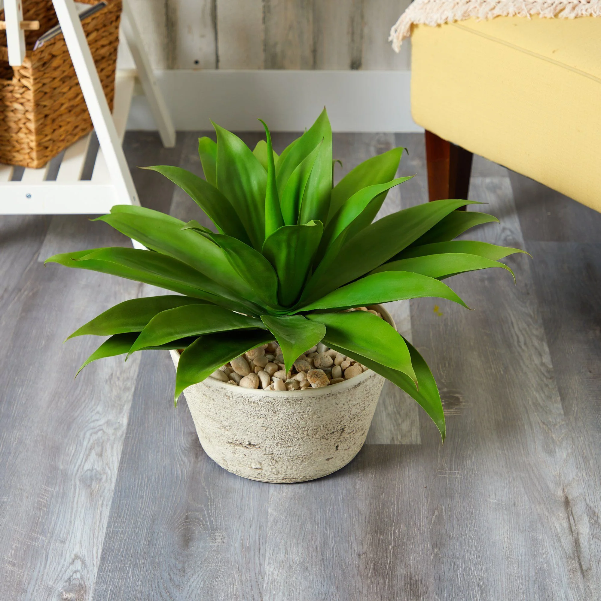 1.5’ Agave Succulent Artificial Plant in White Planter - Image 3