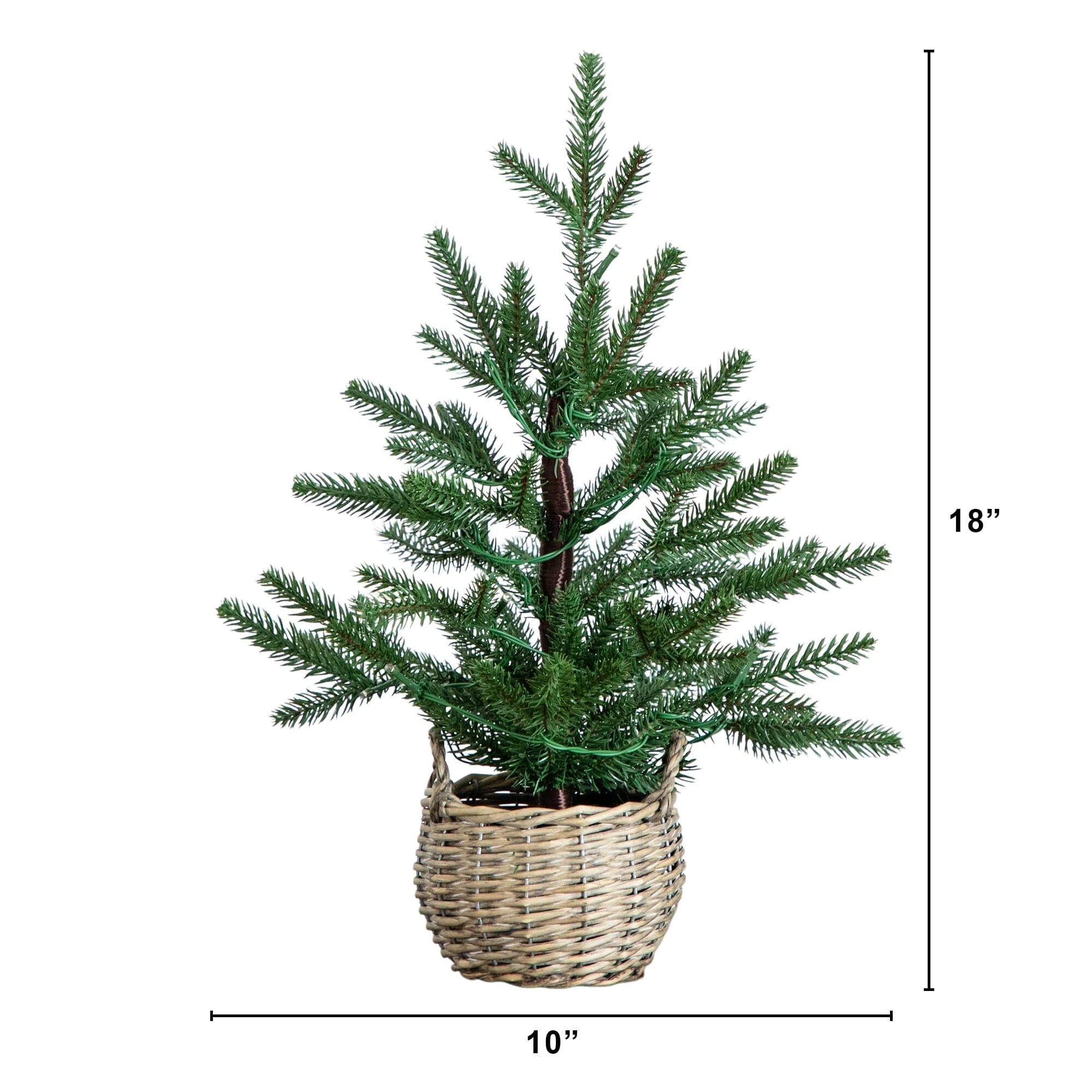1.5' Pre-Lit Artificial Mini Christmas Tree in Basket with 20 Warm White LED Lights - Image 8
