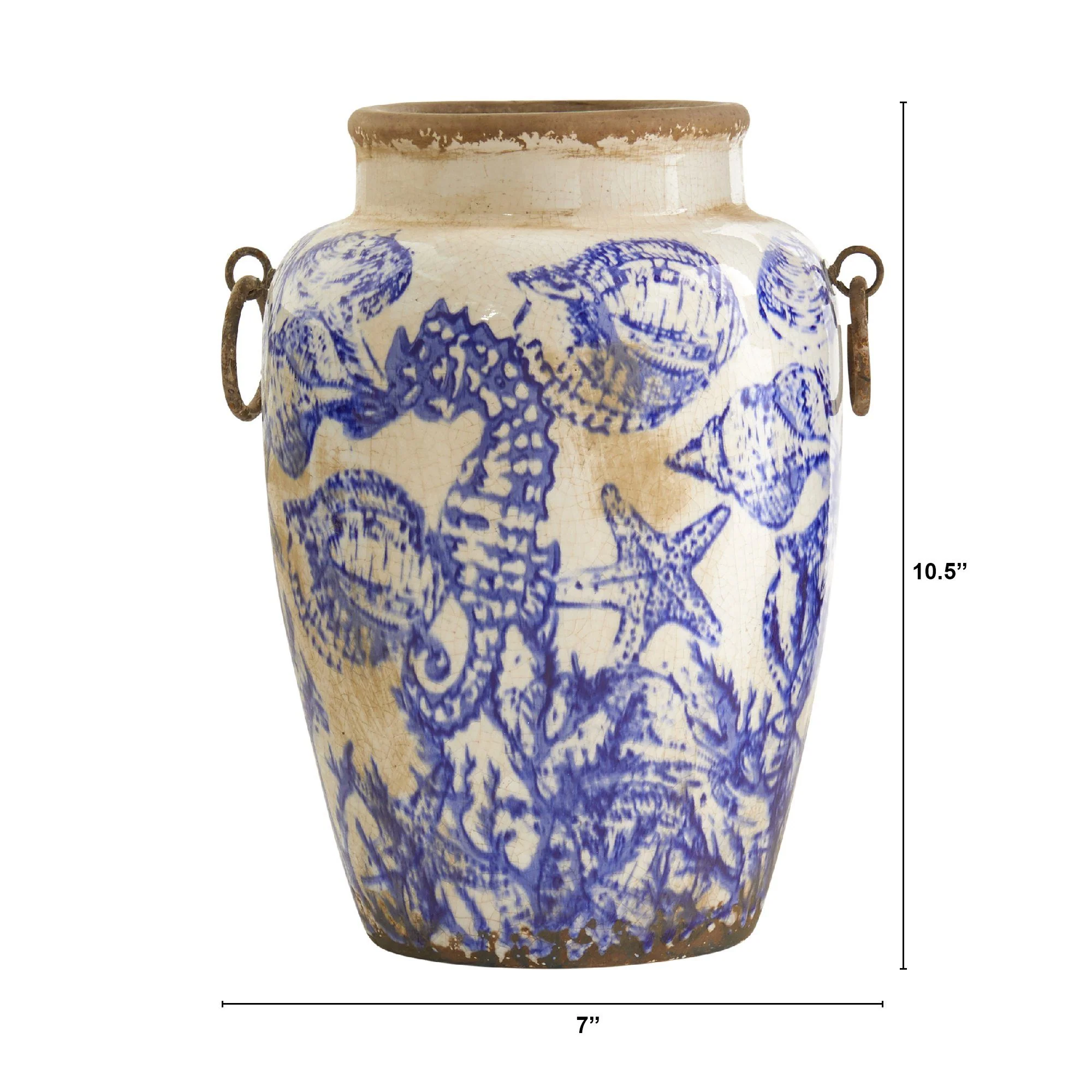 10.5” Nautical Ceramic Urn Vase - Image 2