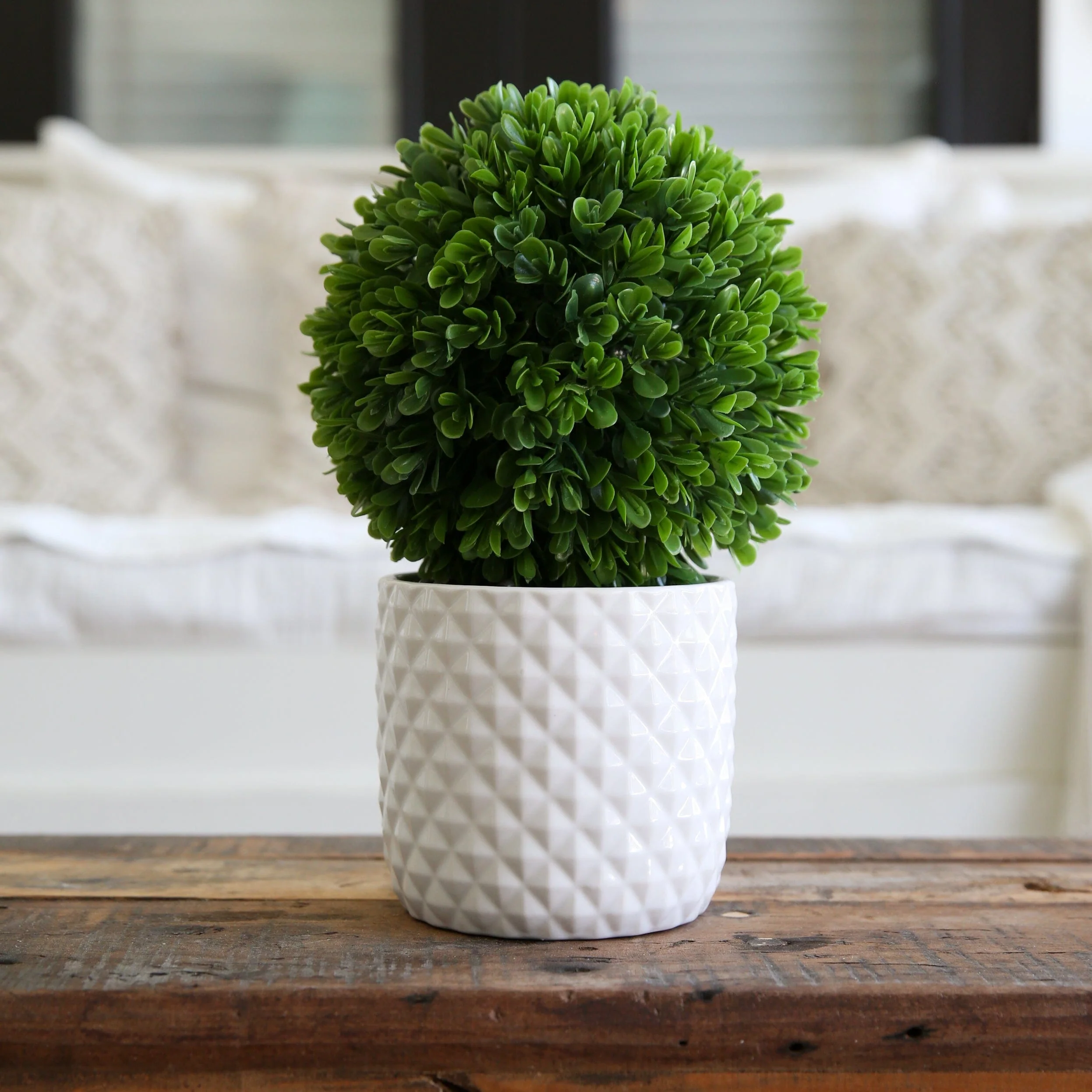 10" Artificial Boxwood Topiary Plant with Decorative Planter - Image 2