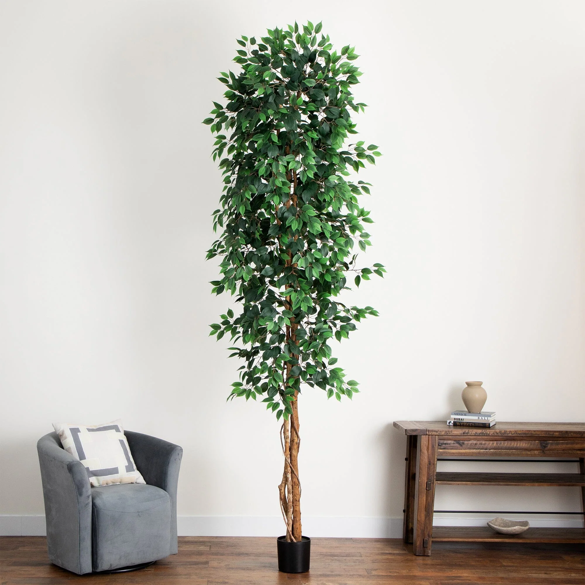 10’ Artificial Ficus Tree with Natural Trunk - Image 3