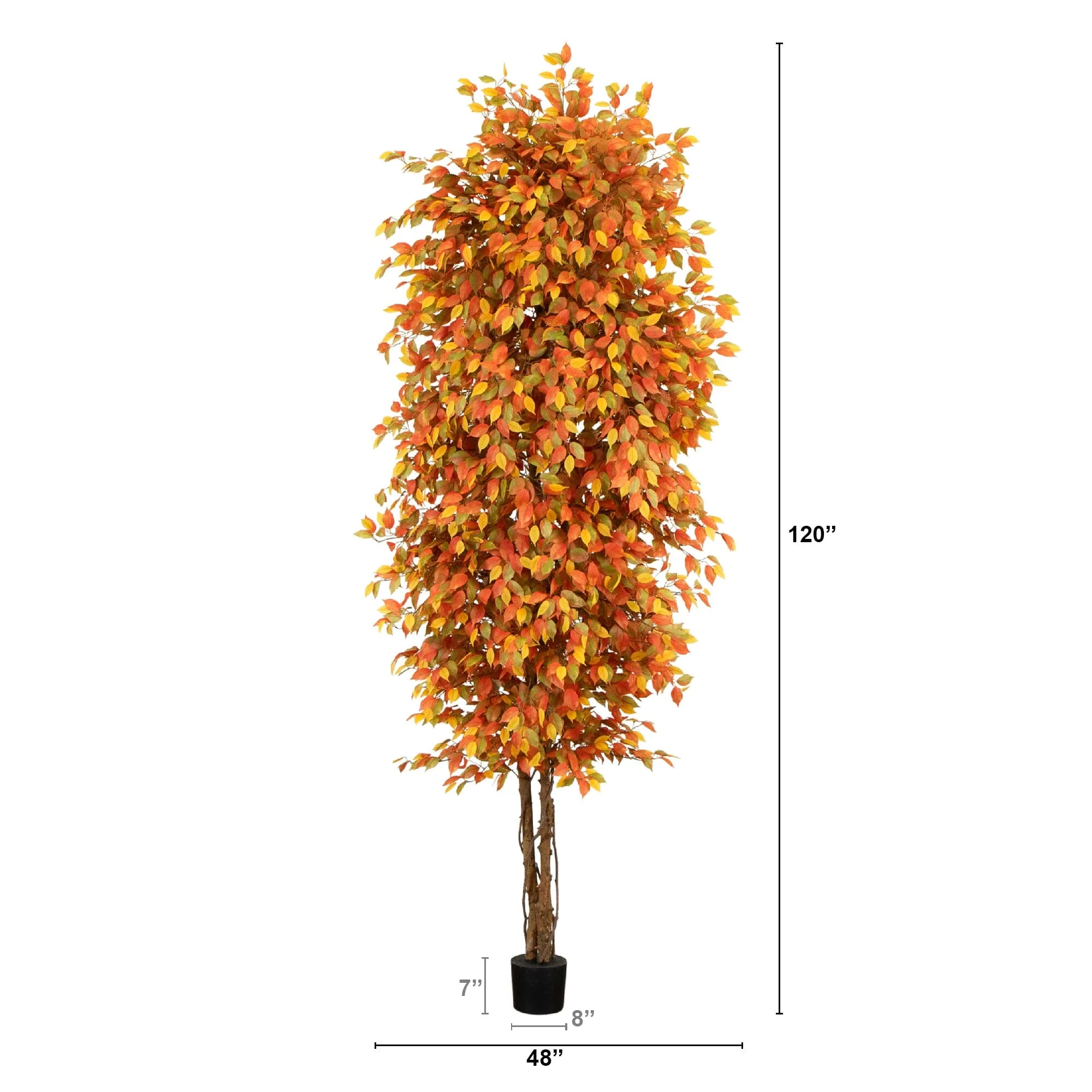 10’ Autumn Ficus Artificial Fall Tree - Image 7