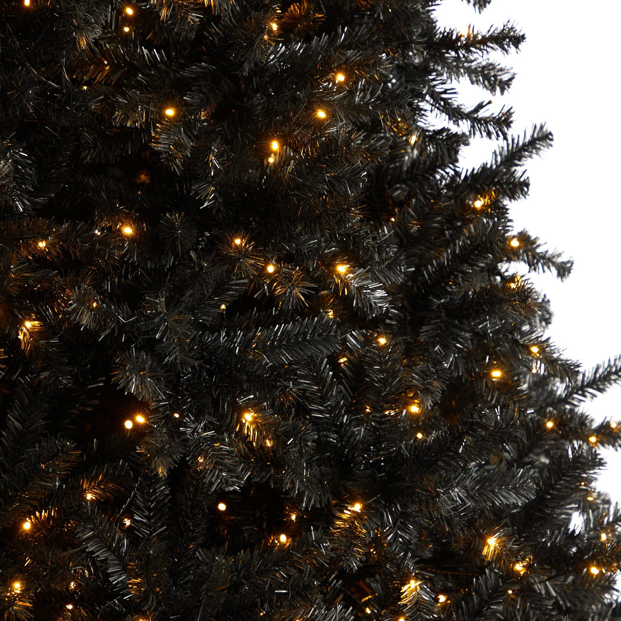 10’ Black Artificial Christmas Tree with 950 Clear LED Lights and 3056 Tips - Image 5