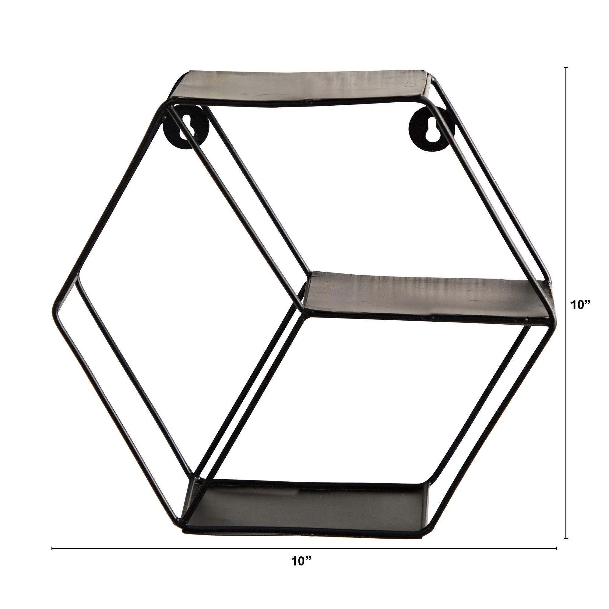 10” Black Matte Hexagon Wall Shelf - Image 2