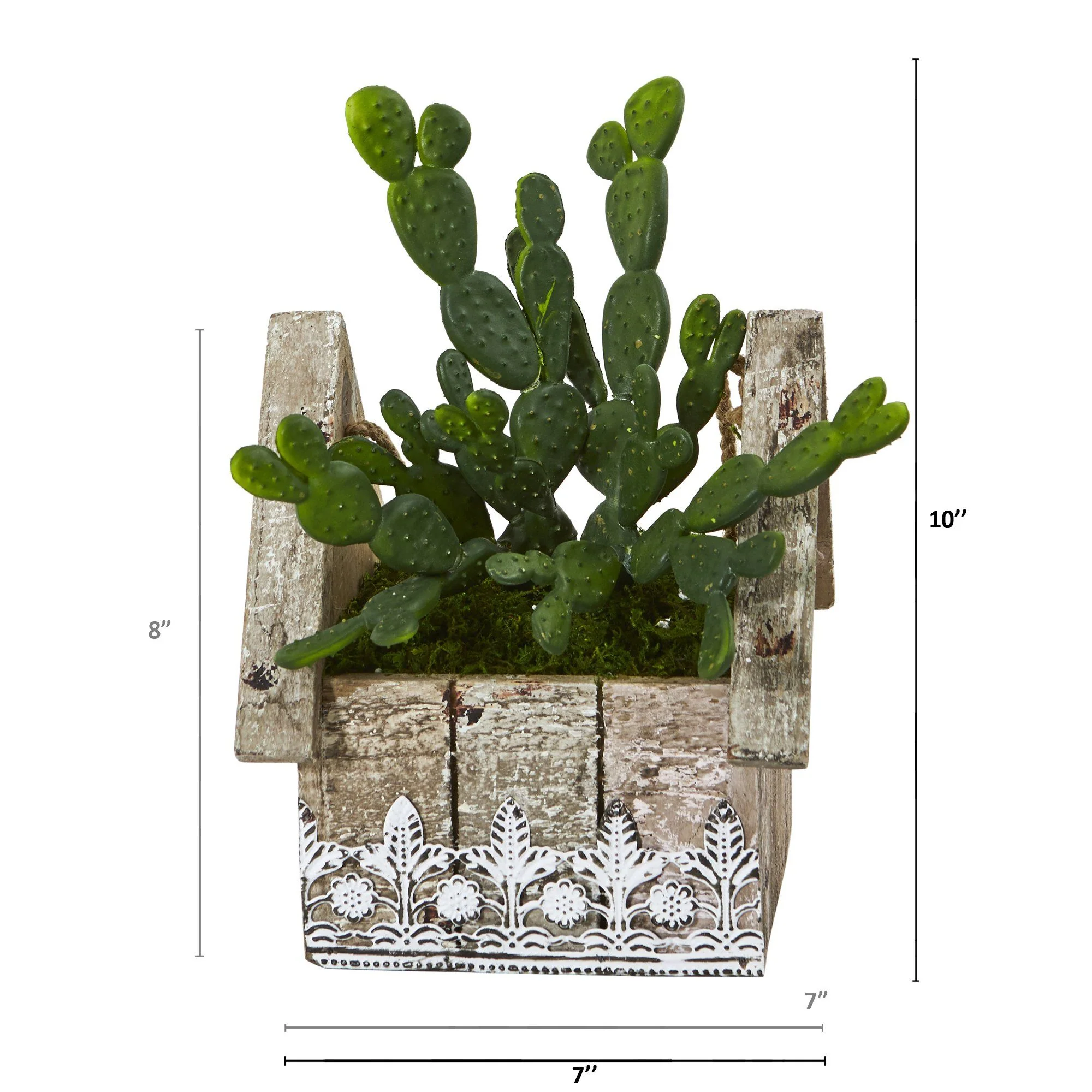 10” Cactus Succulent Artificial Plant in Hanging Floral Design House Planter - Image 2