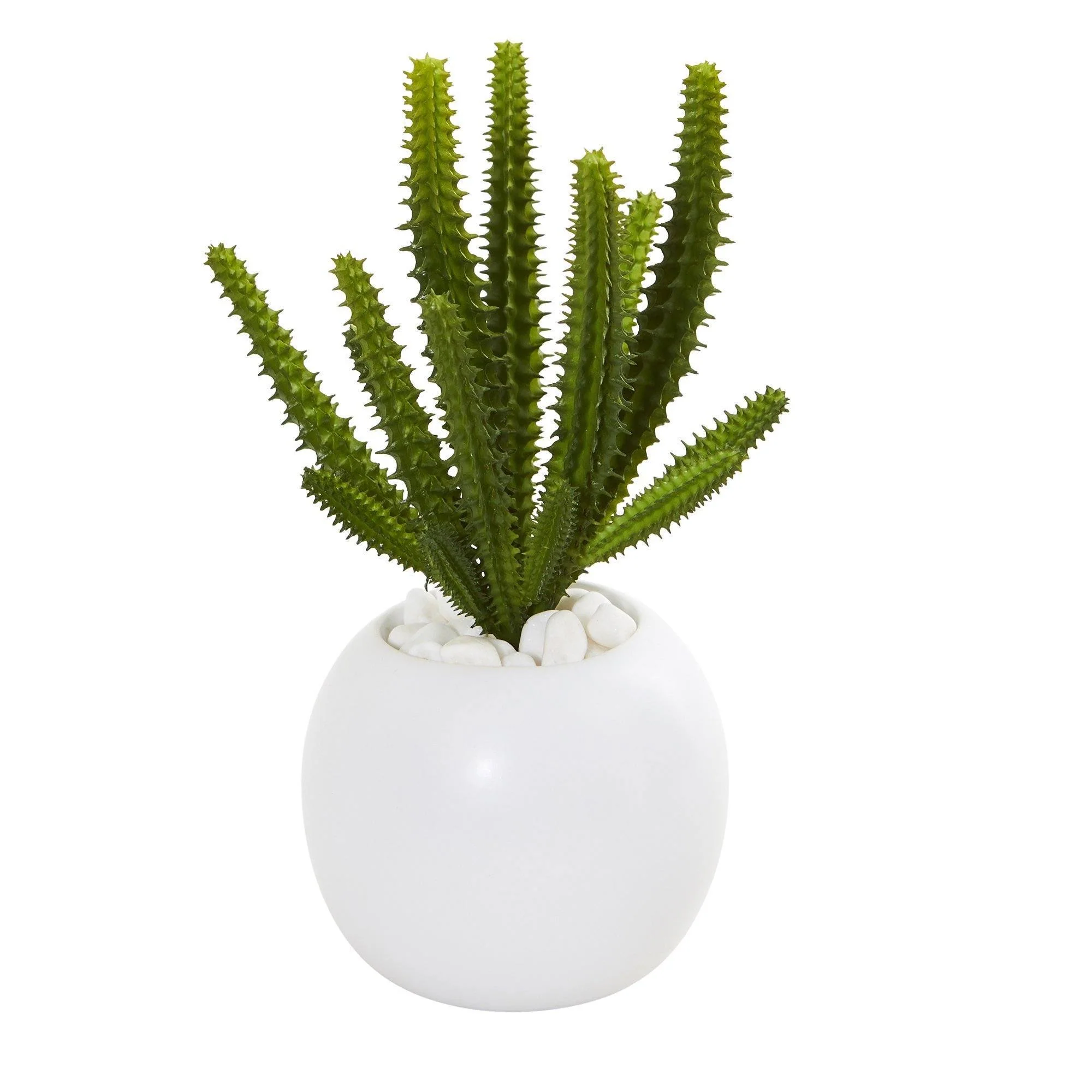 10” Cactus Succulent Artificial Plant in White Vase (Set of 3) - Image 4