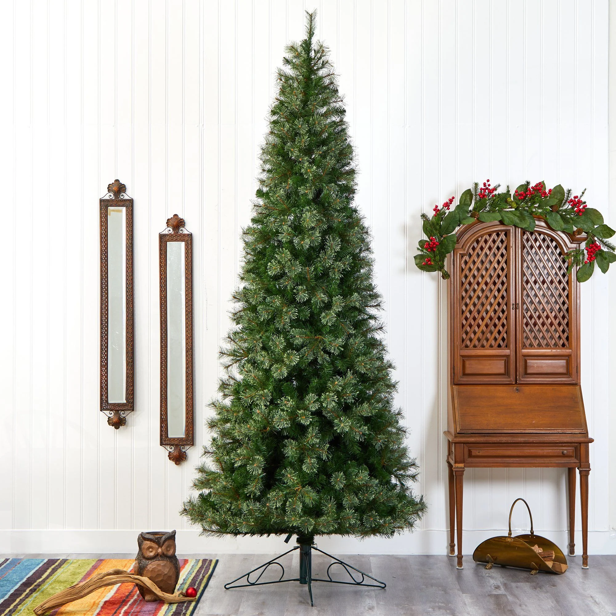 10' Cashmere Slim Artificial Christmas Tree with 750 Warm White Lights and 1908 Bendable Branches - Image 10