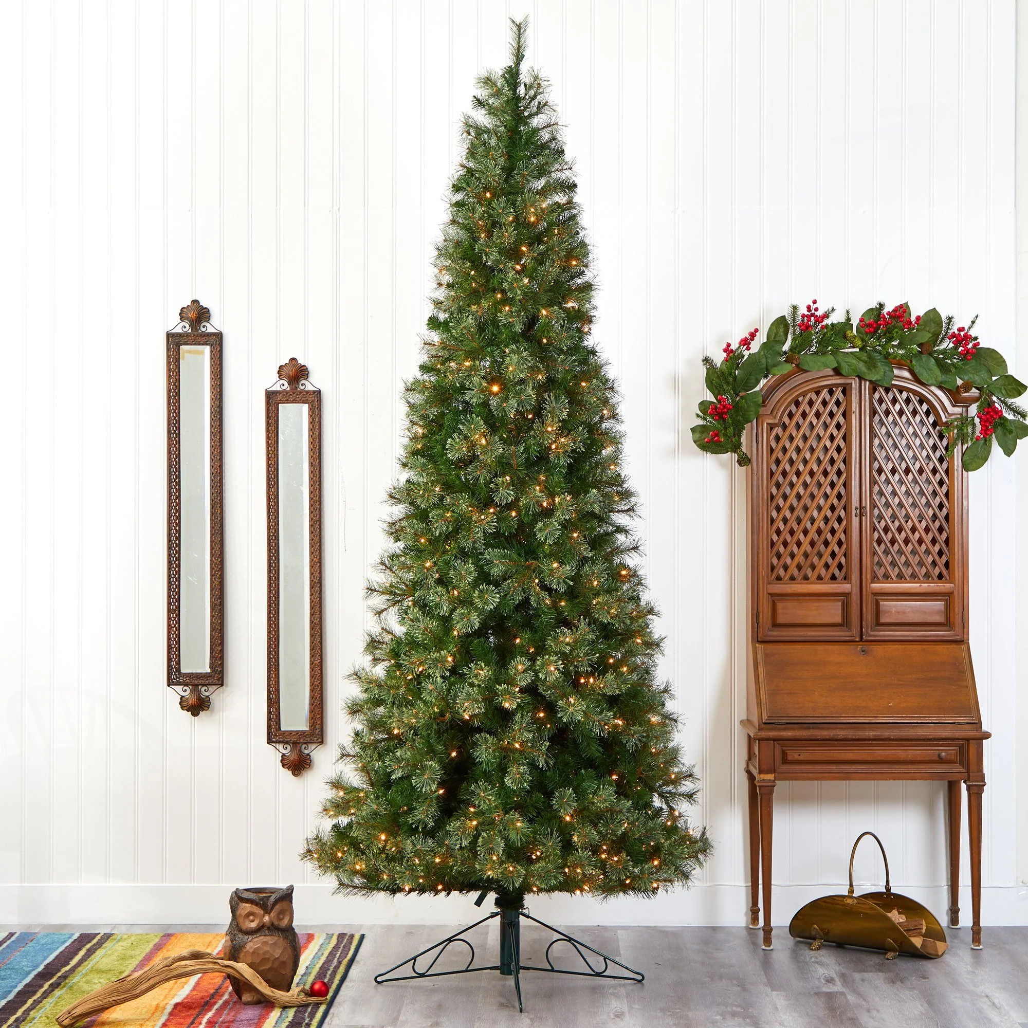 10' Cashmere Slim Artificial Christmas Tree with 750 Warm White Lights and 1908 Bendable Branches - Image 9