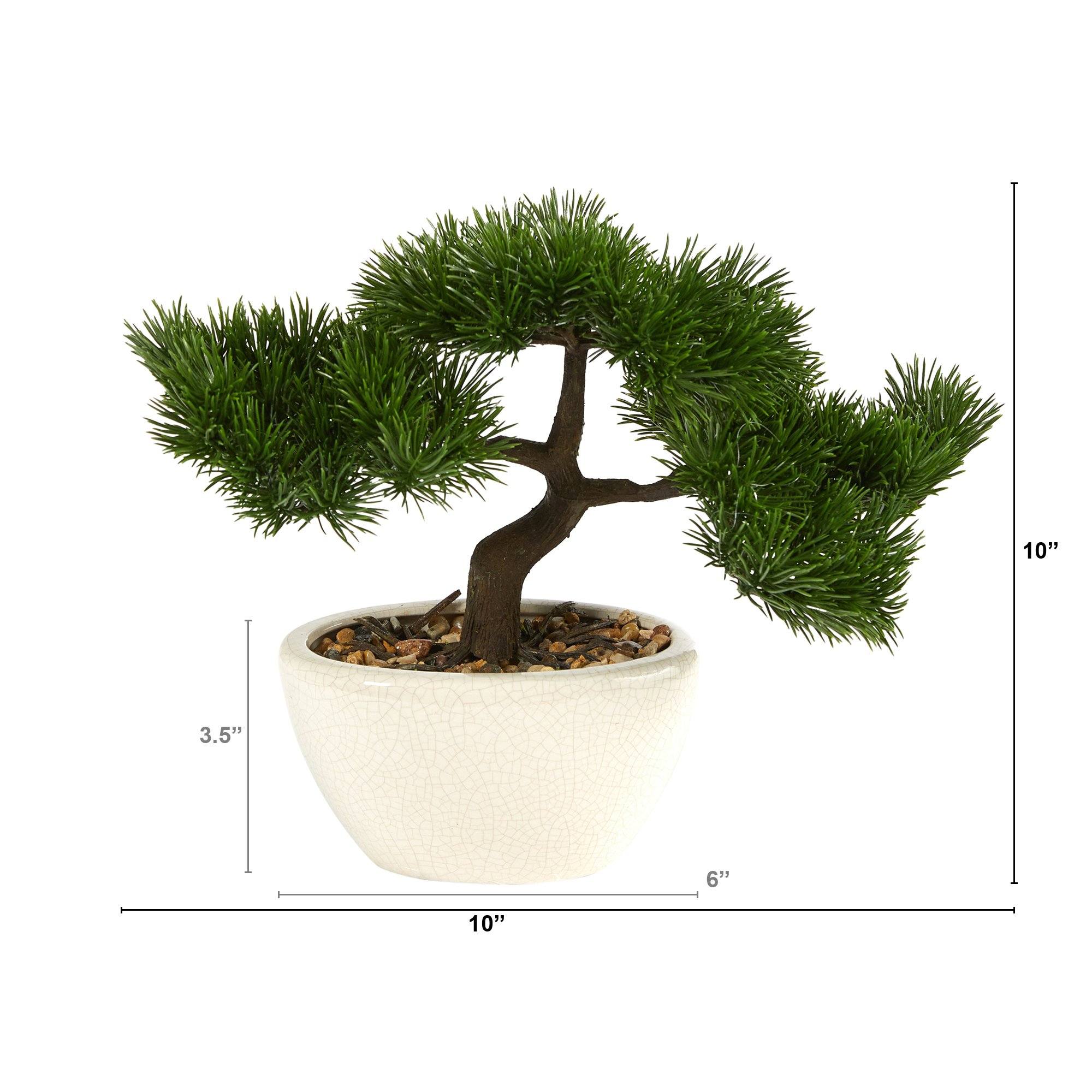10” Cedar Bonsai Artificial Tree in Decorative Planter - Image 2