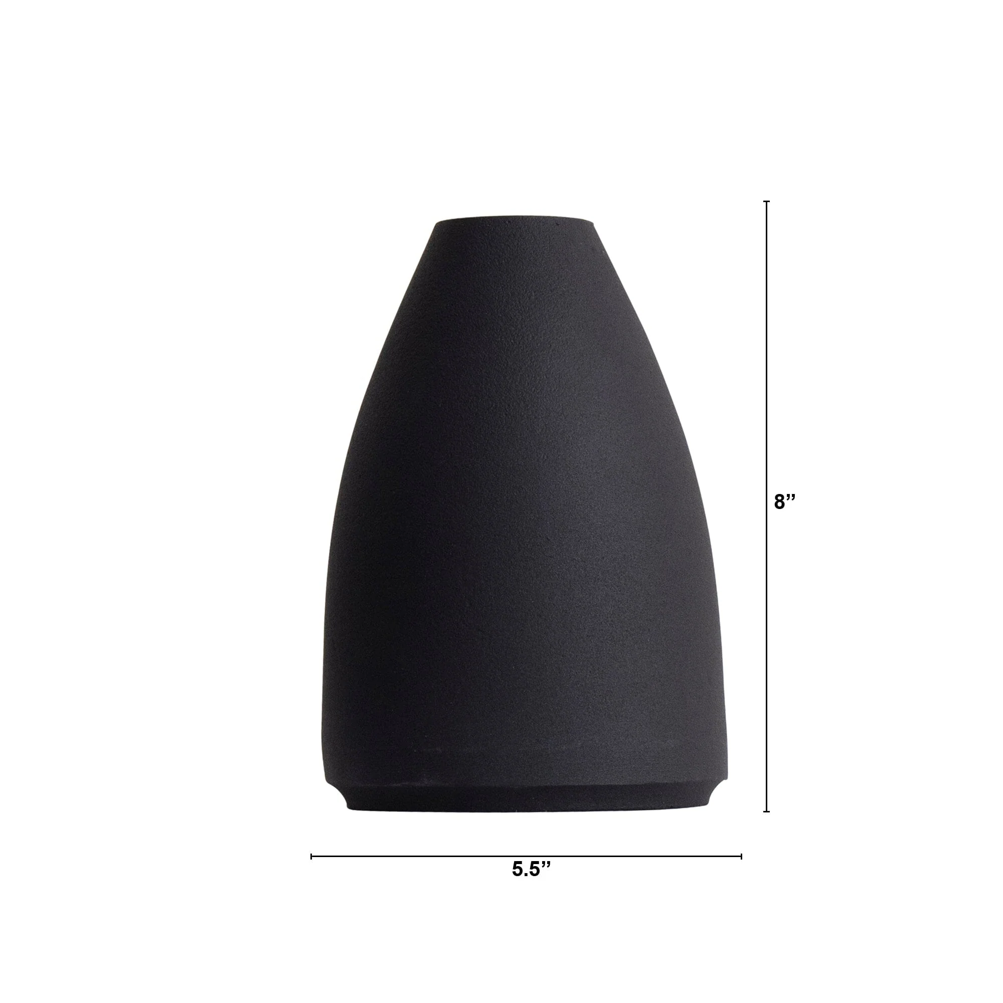 10” Cone Stone Vase Black Matte - Image 2