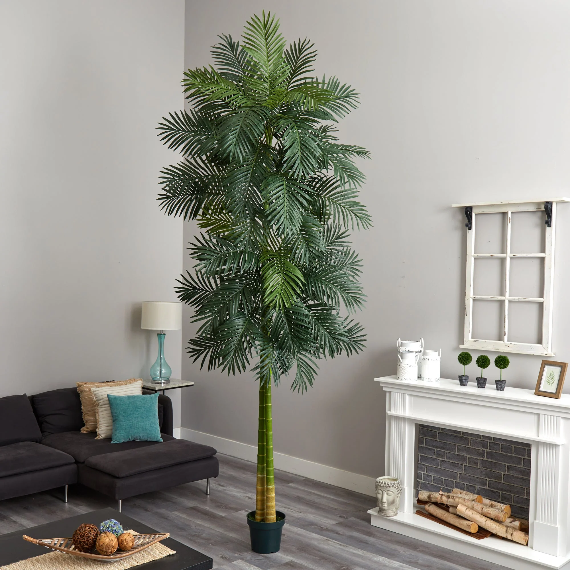10’ Double Stalk Golden Cane Artificial Palm Tree - Image 3