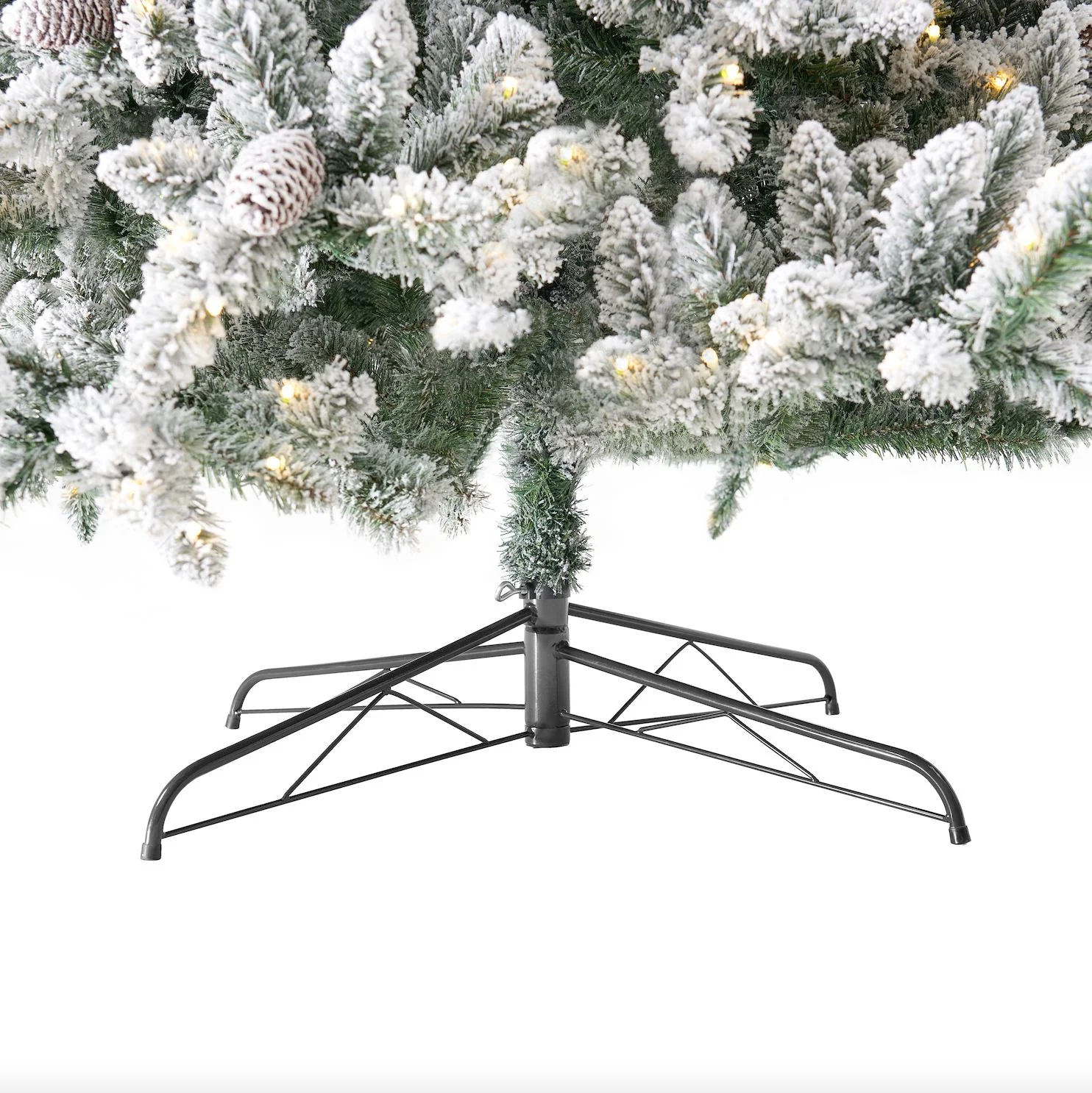 10’ Flocked Livingston Fir Artificial Christmas Tree with Pine Cones, 750 Clear Warm LED Lights and 2424 Bendable Branches - Image 11