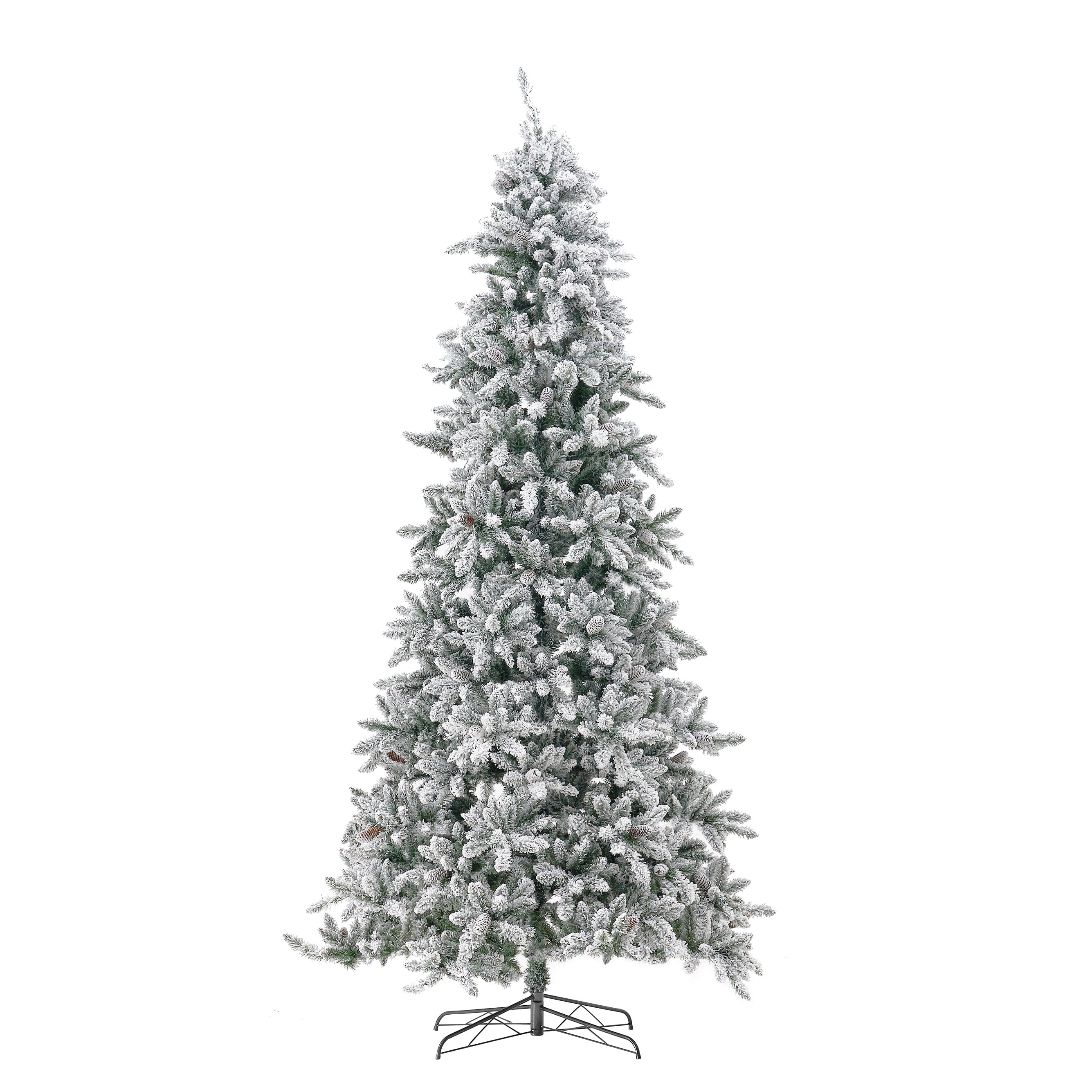 10’ Flocked Livingston Fir Artificial Christmas Tree with Pine Cones, 750 Clear Warm LED Lights and 2424 Bendable Branches - Image 2