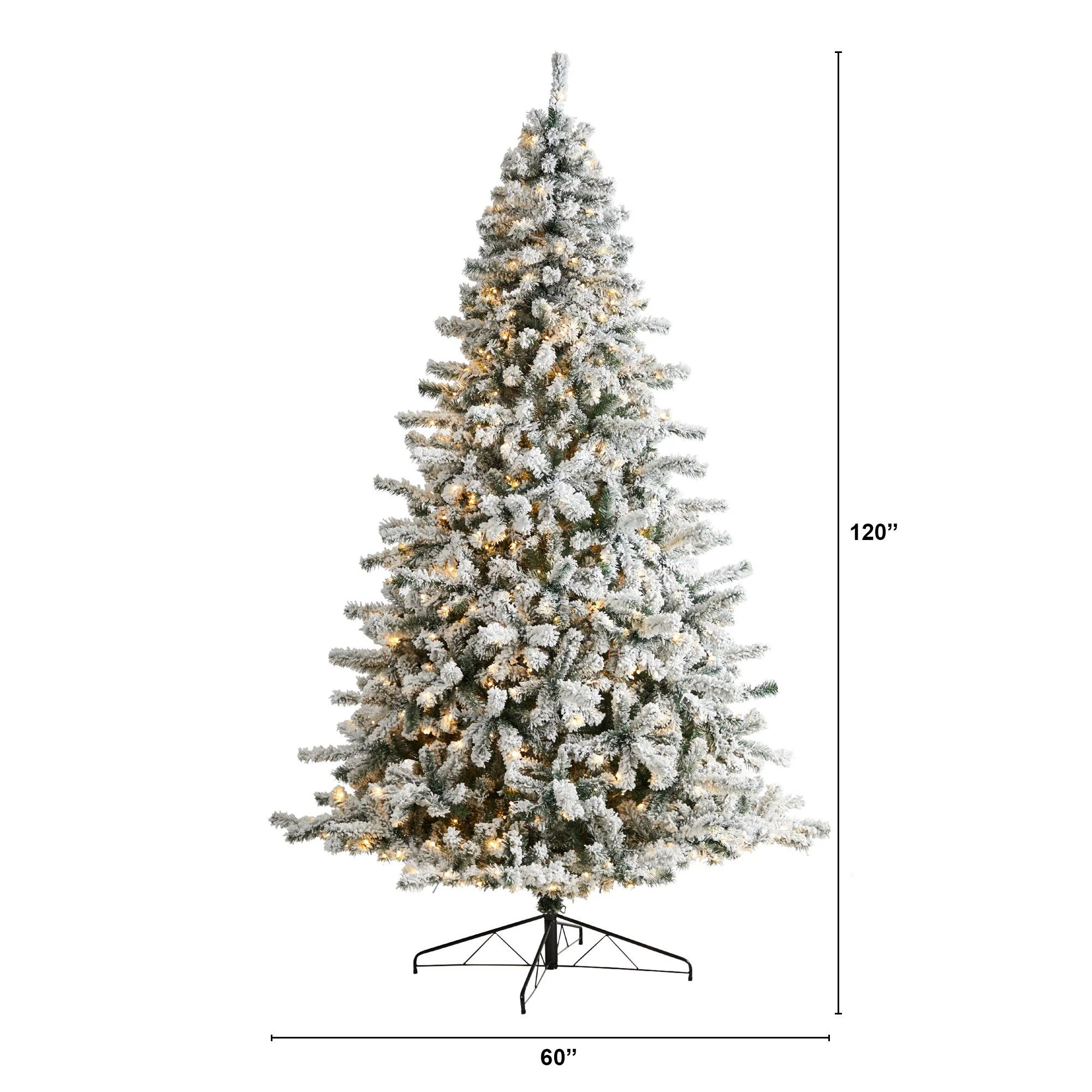 10' Flocked Rock Springs Spruce Christmas Tree with 800 LED Lights and 1880 Bendable Branches - Image 2