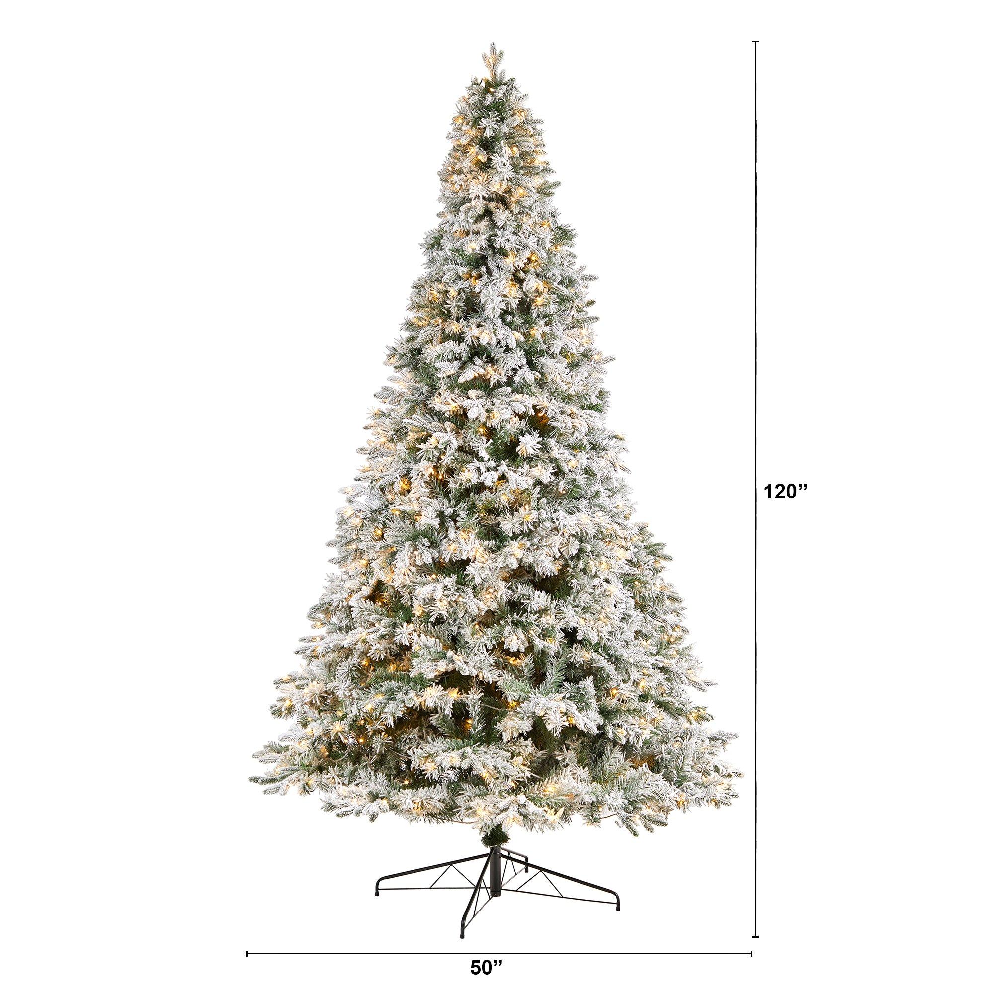 10' Flocked Vermont Mixed Pine Christmas Tree with 800 LED Lights and 2200 Bendable Branches - Image 2