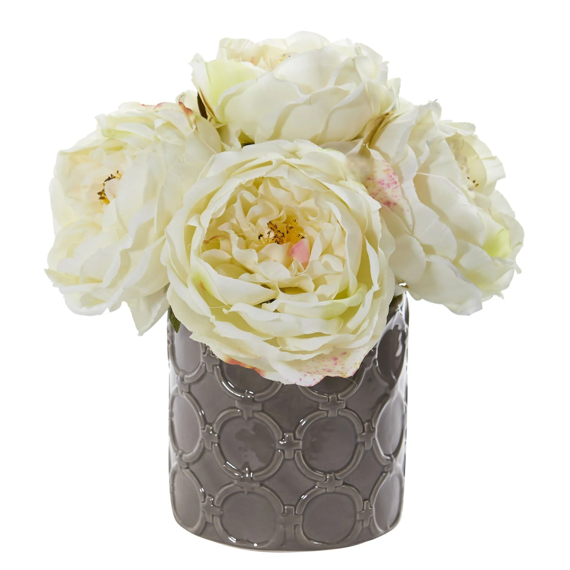 Large Rose Artificial Arrangement in Gray Vase - Image 3