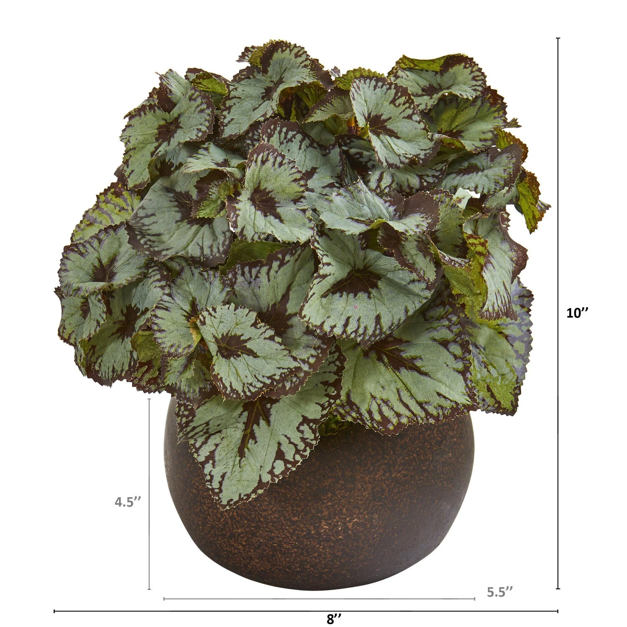 10” Rex Begonia Artificial Plant in Stone Planter - Image 2