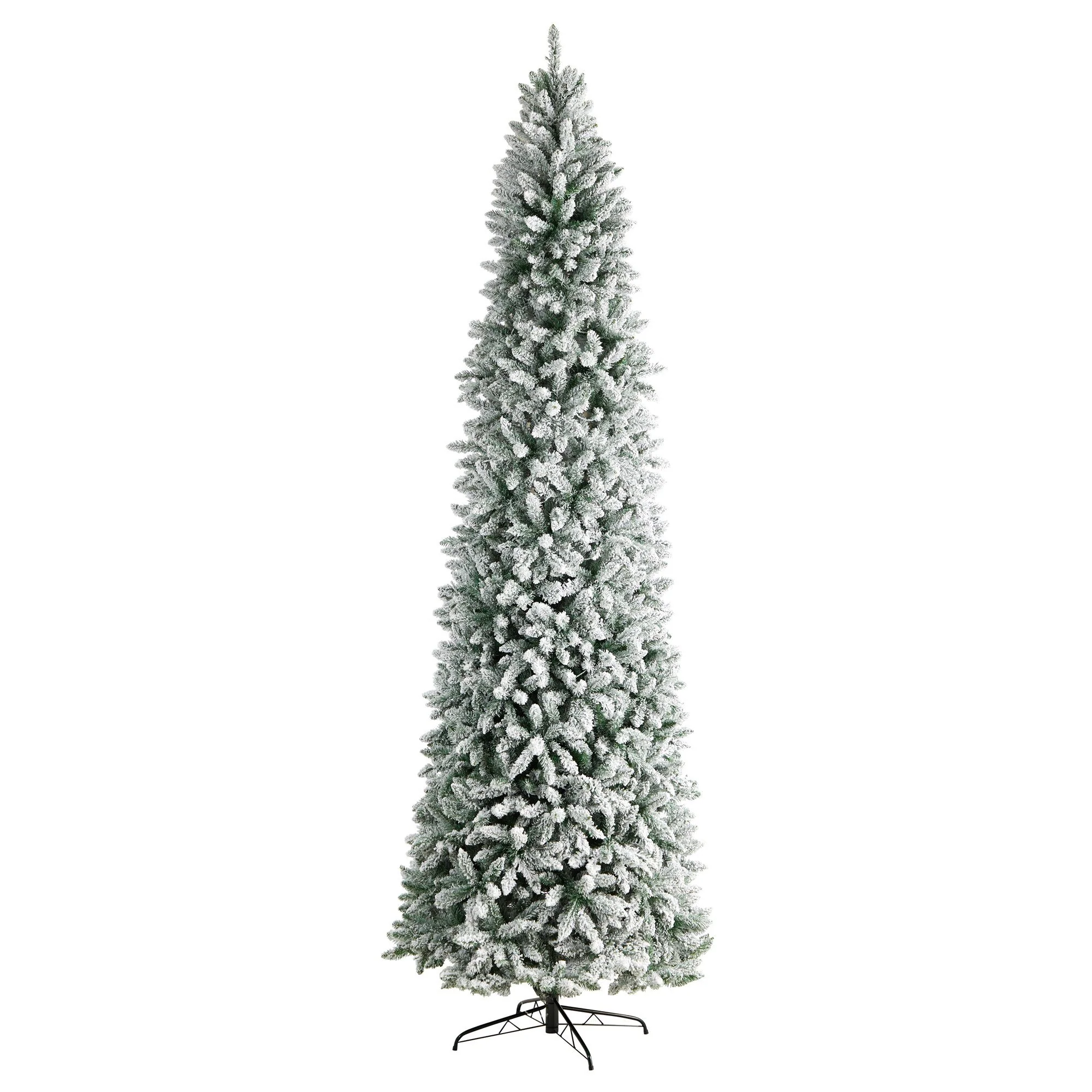 10’ Slim Flocked Montreal Fir Artificial Christmas Tree - Image 3