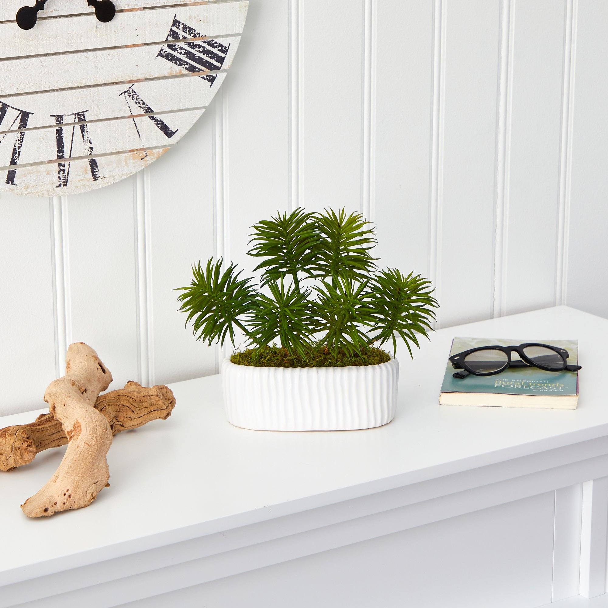 10” Succulent Artificial Plant in White Planter - Image 3