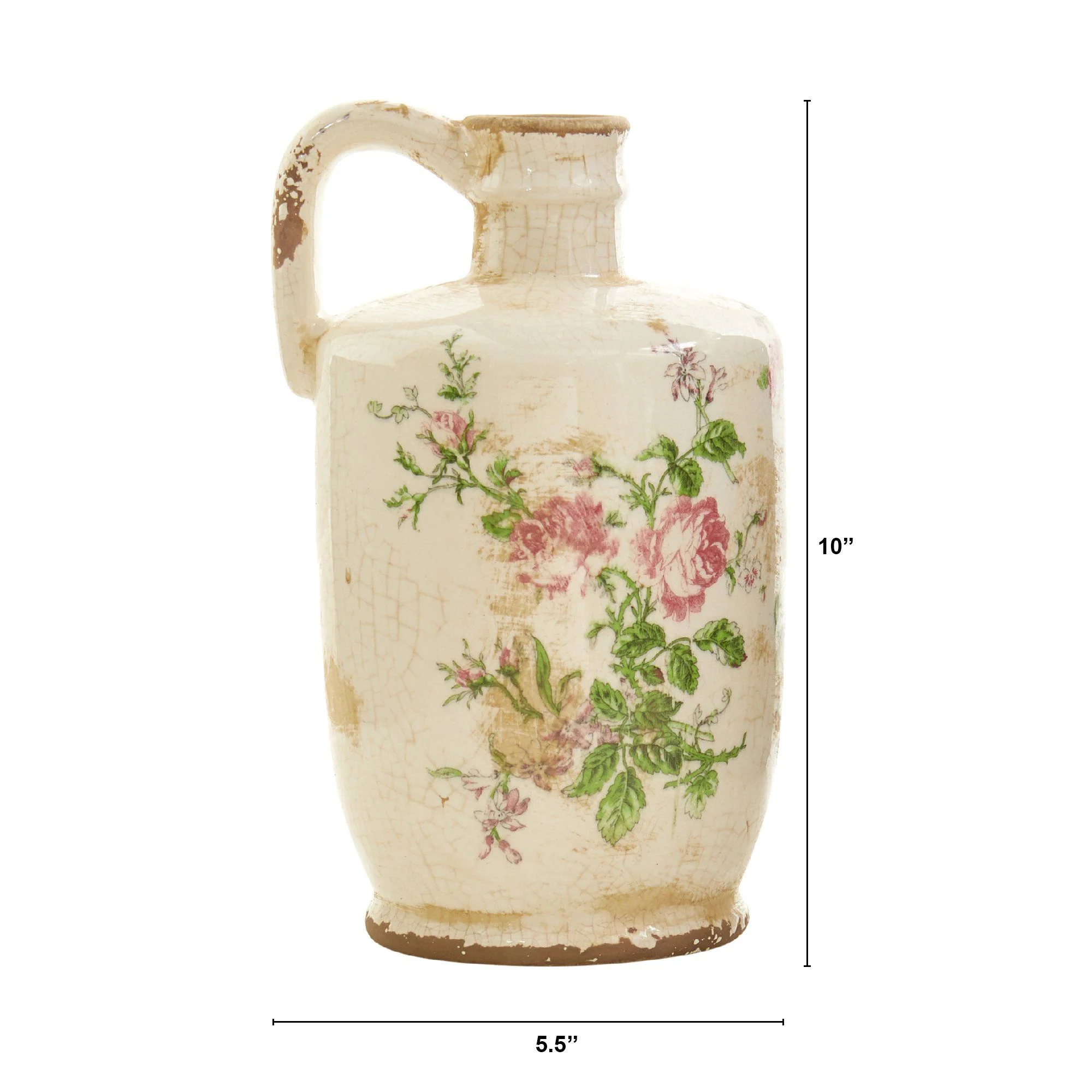 10” Tuscan Ceramic Floral Print Pitcher - Image 3