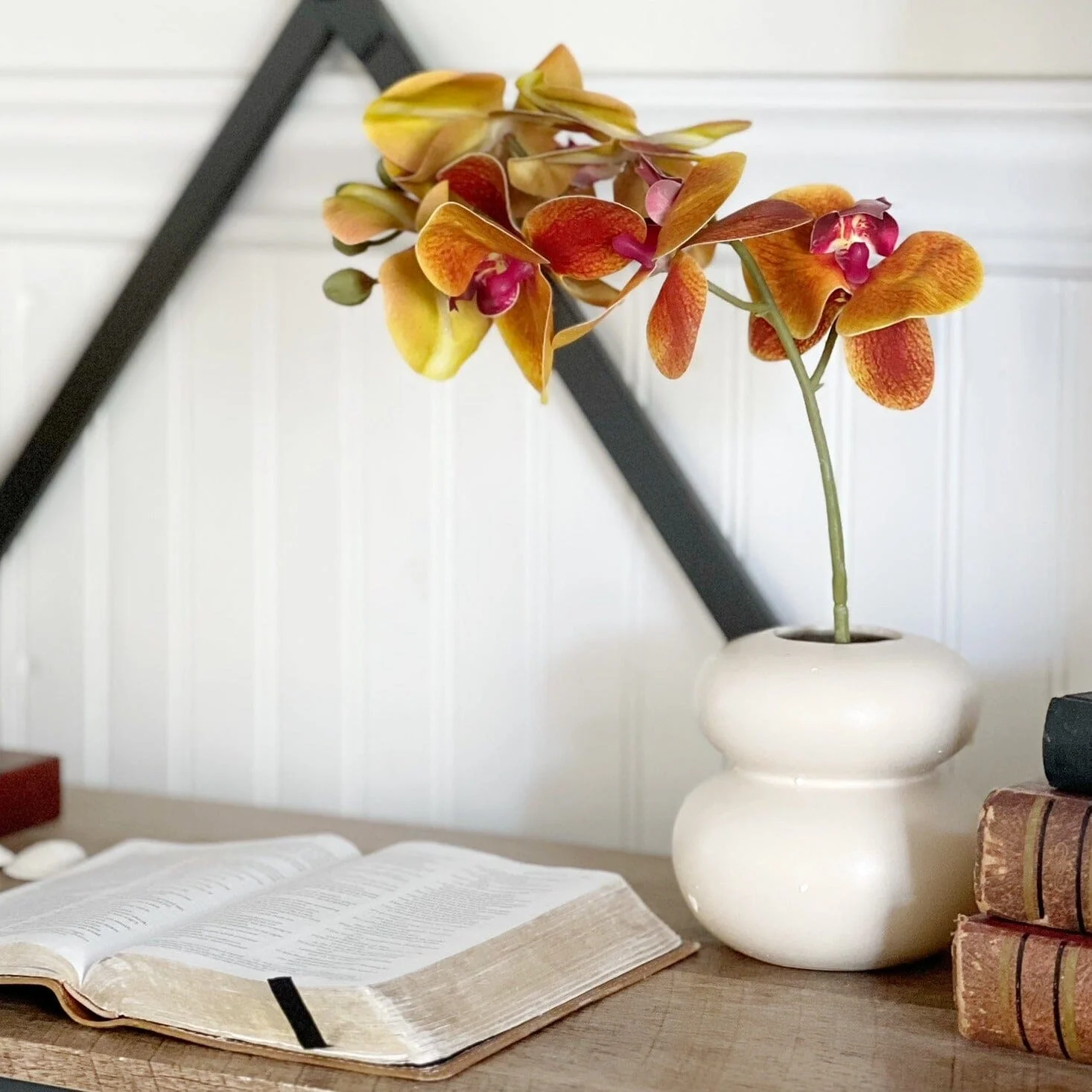 11.5” Artificial Real Touch Phalaenopsis Orchid Arrangement with Vase - Image 2