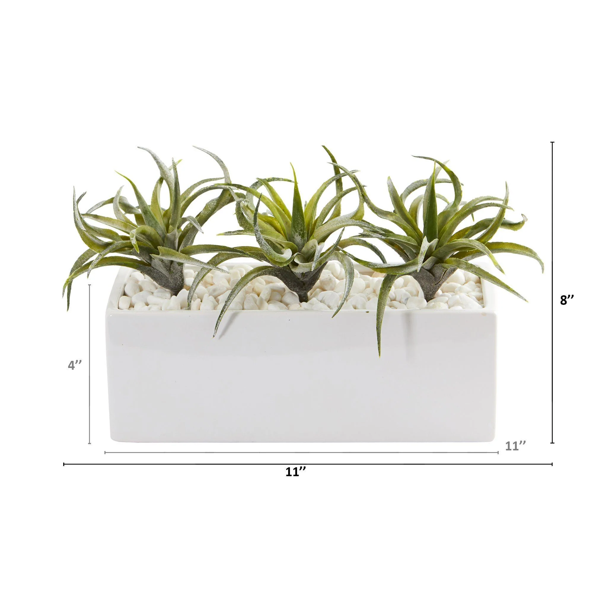 11” Air Plant Artificial Succulent in White Planter - Image 2