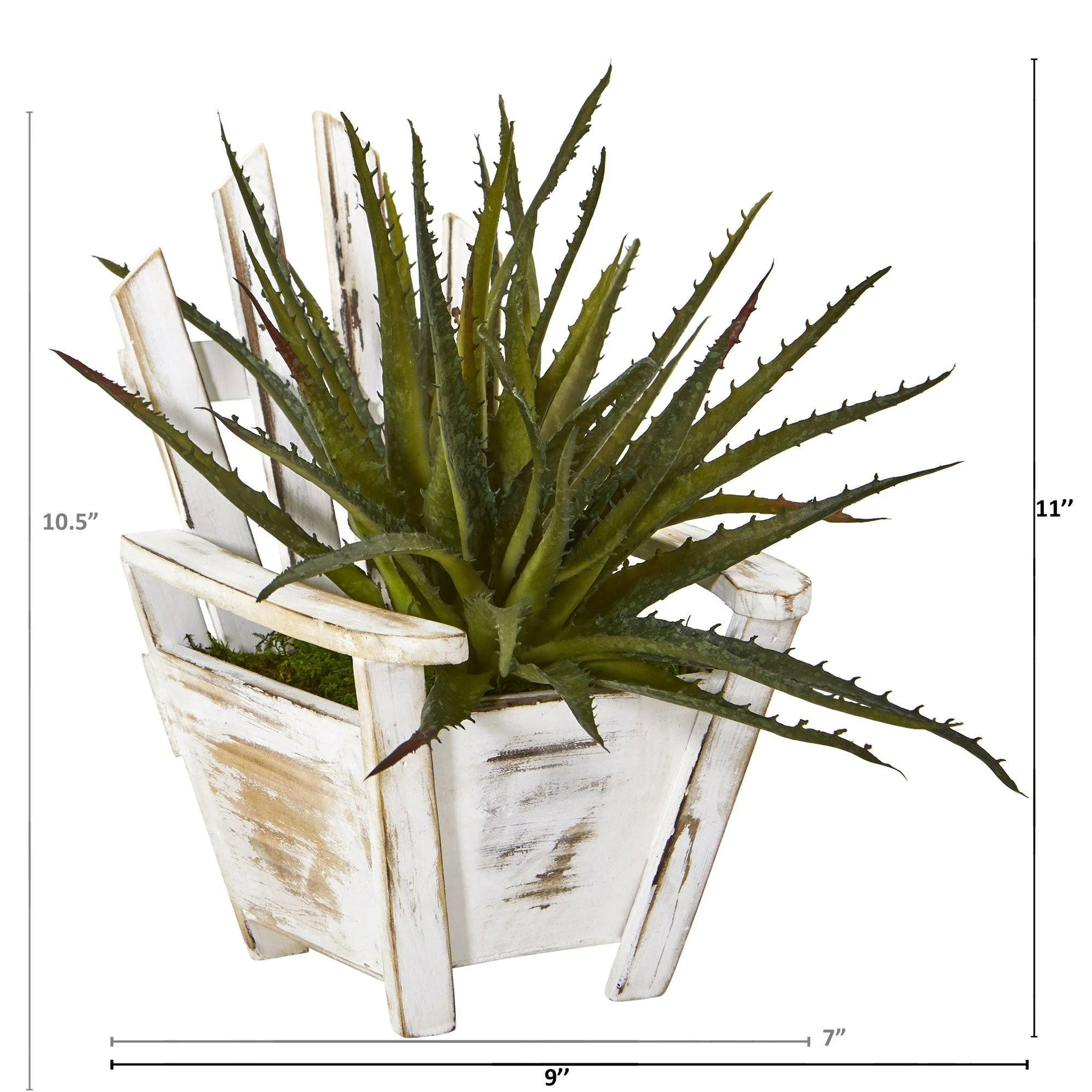 11” Aloe Succulent Artificial Plant in Chair Planter - Image 2