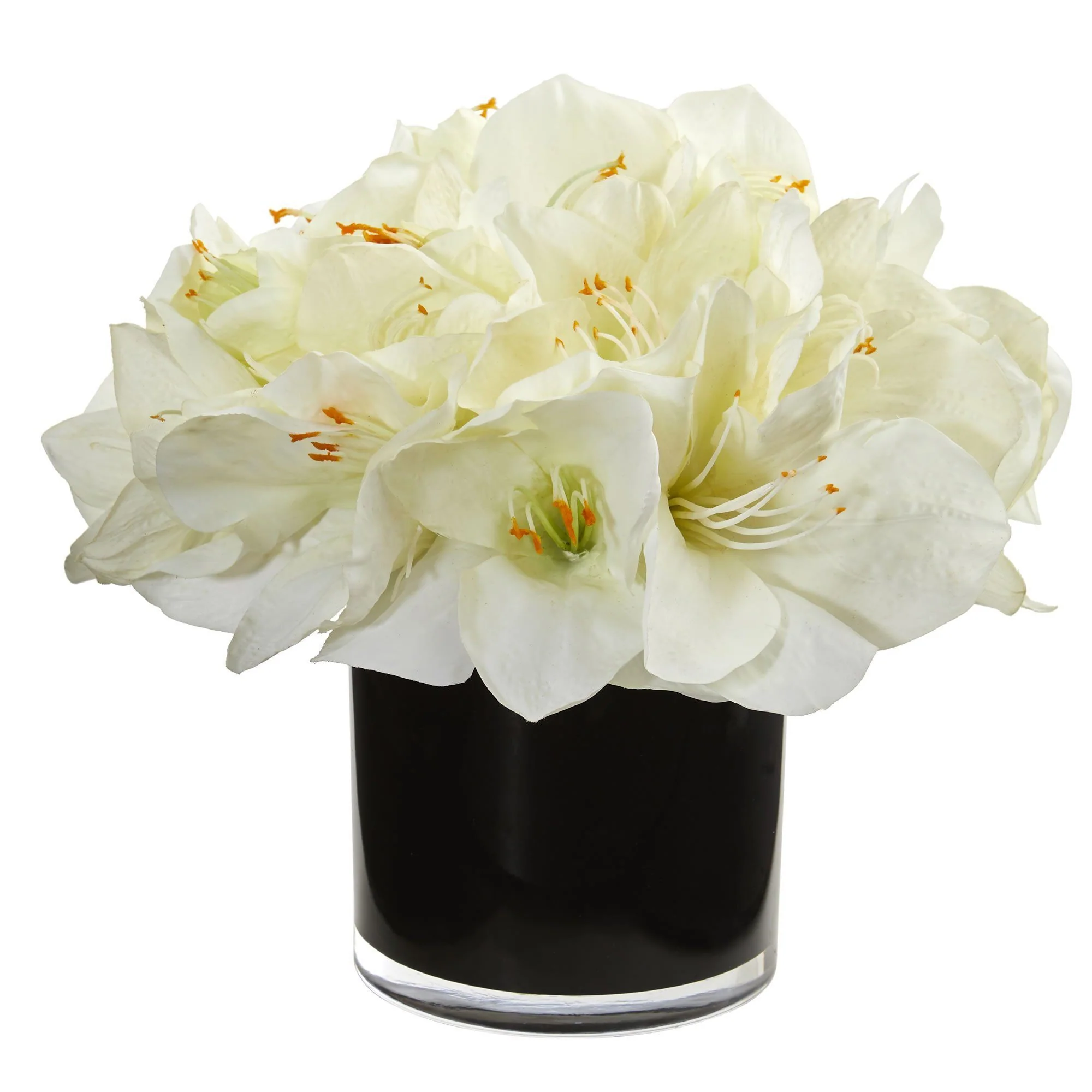 Amaryllis Artificial Arrangement in Glossy Cylinder - Image 2