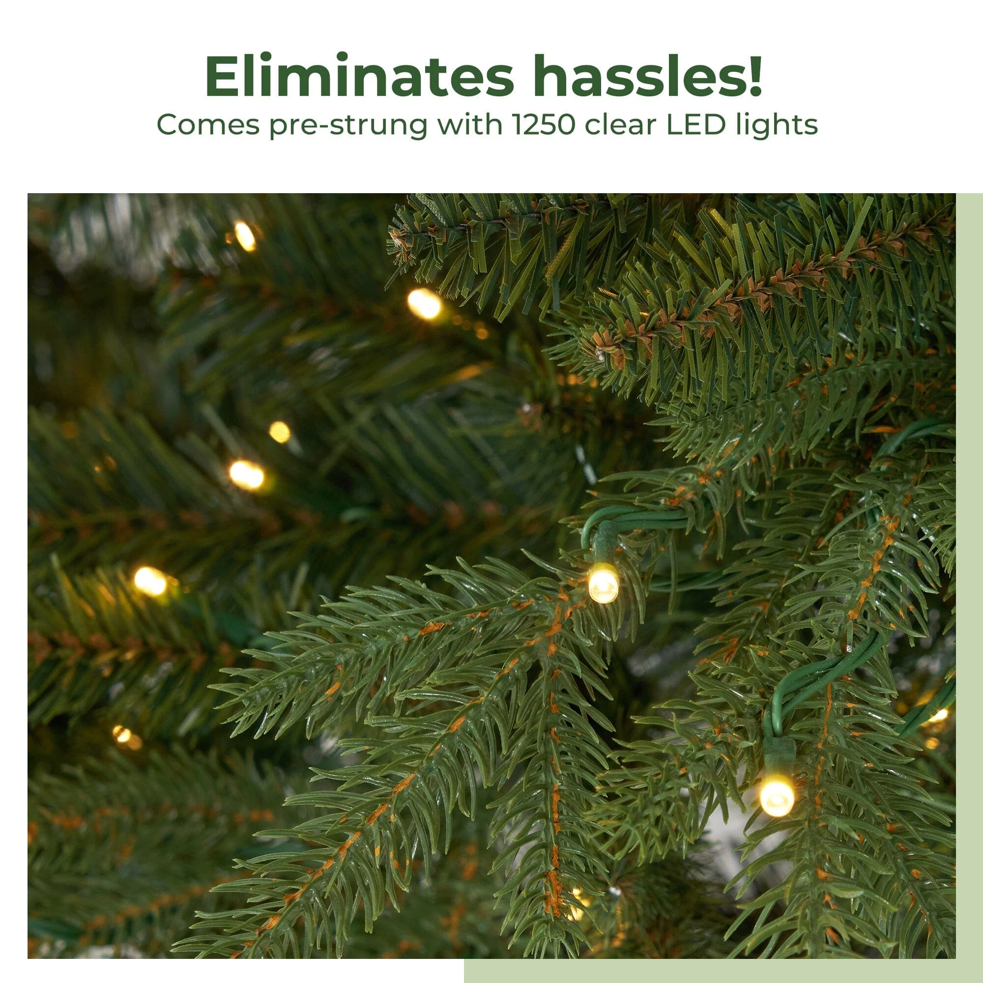 11’ Belgium Fir “Natural Look” Artificial Christmas Tree with 1250 Clear LED Lights and 4222 Bendable Branches - Image 7