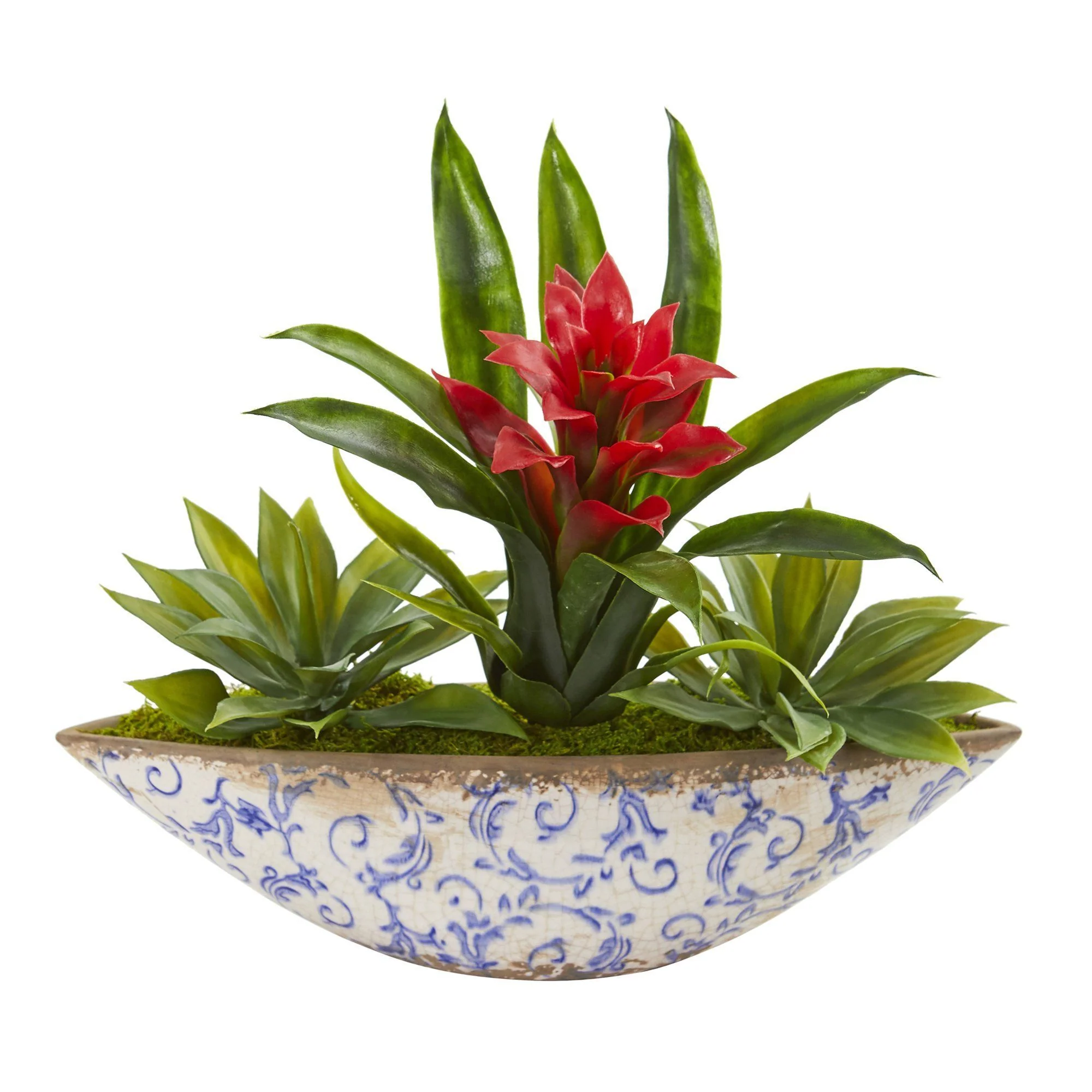 11" Bromeliad and Agave Artificial Plant in Floral Planter" - Image 2