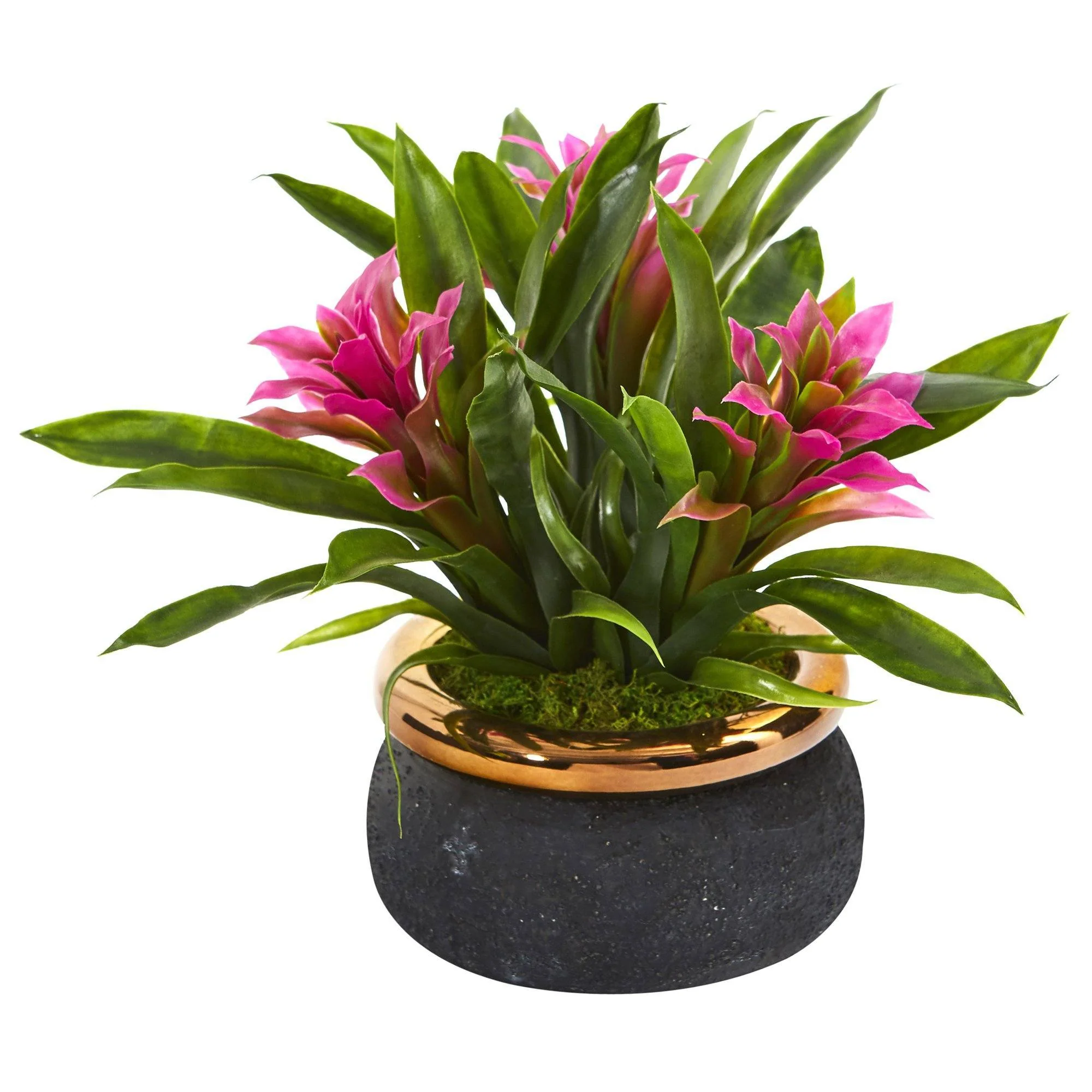 11” Bromeliad Artificial Plant in Stoneware Planter - Image 4