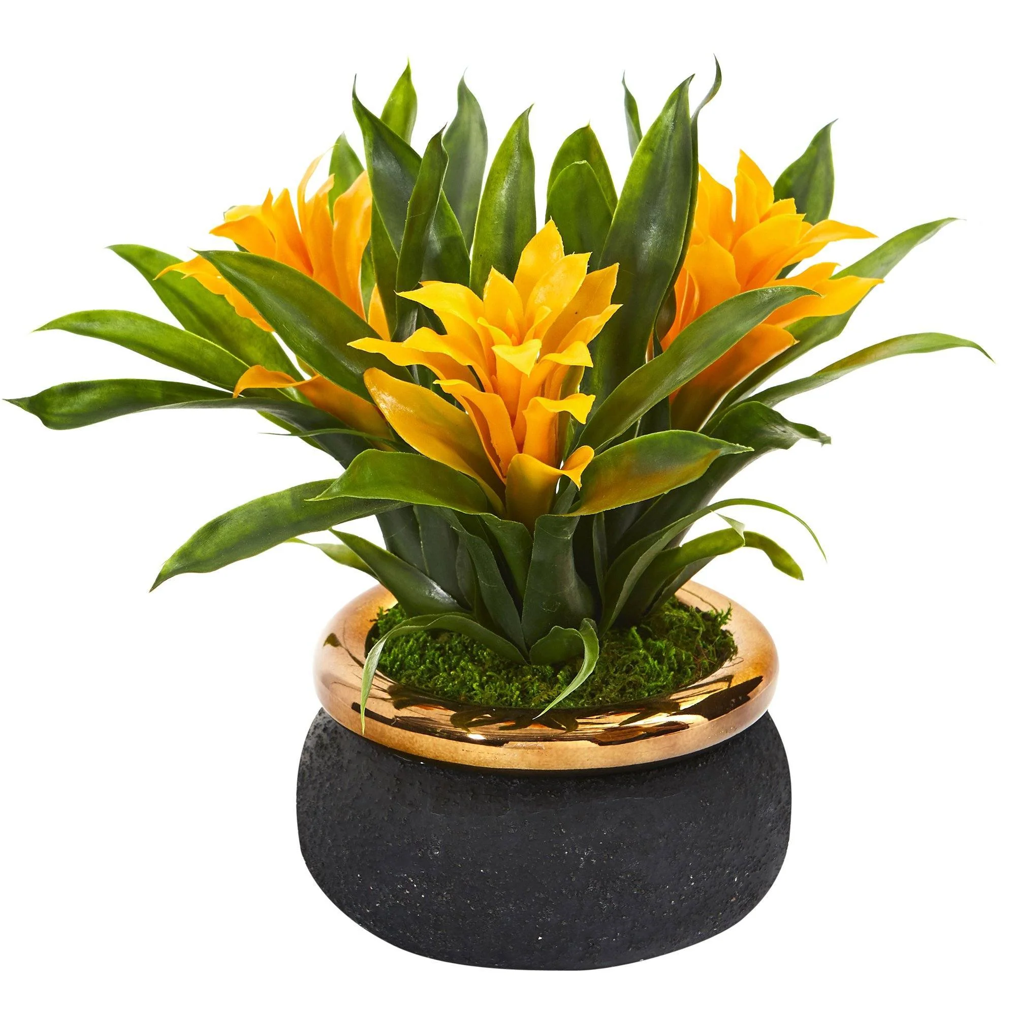 11” Bromeliad Artificial Plant in Stoneware Planter - Image 5