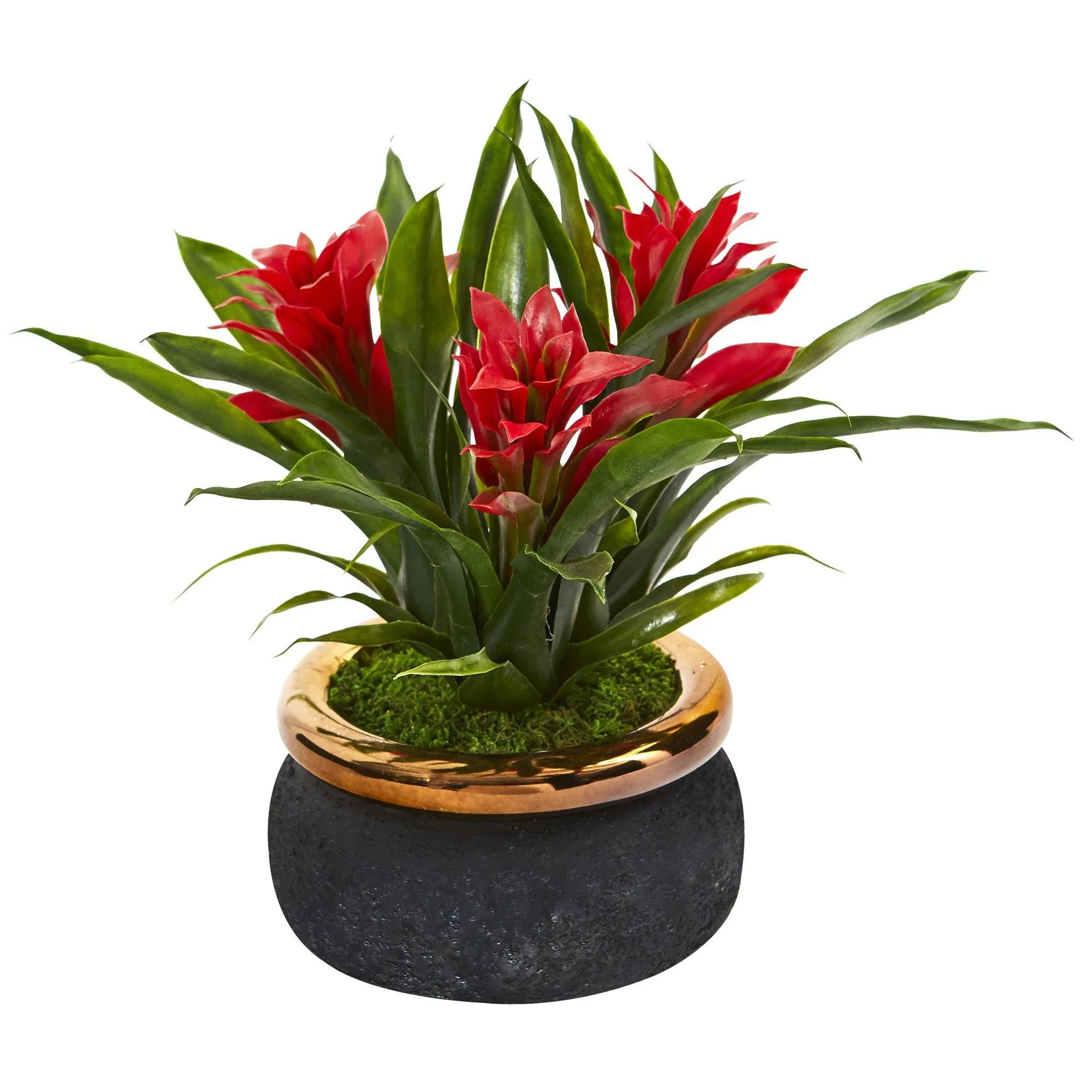 11” Bromeliad Artificial Plant in Stoneware Planter - Image 6
