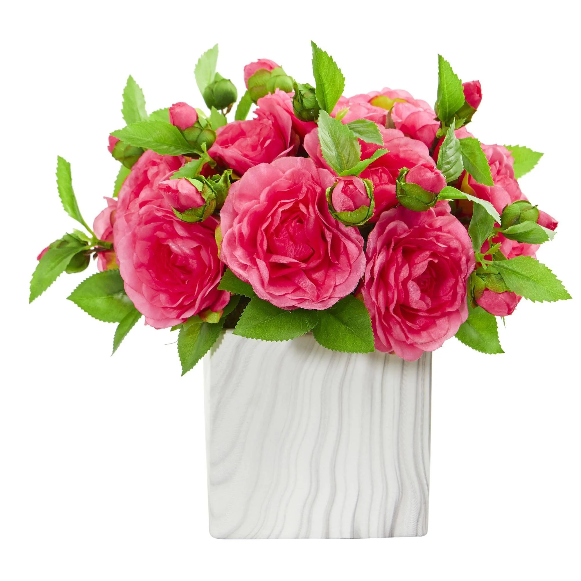 Camellia Artificial Arrangement in Marble Finished Vase - Image 2