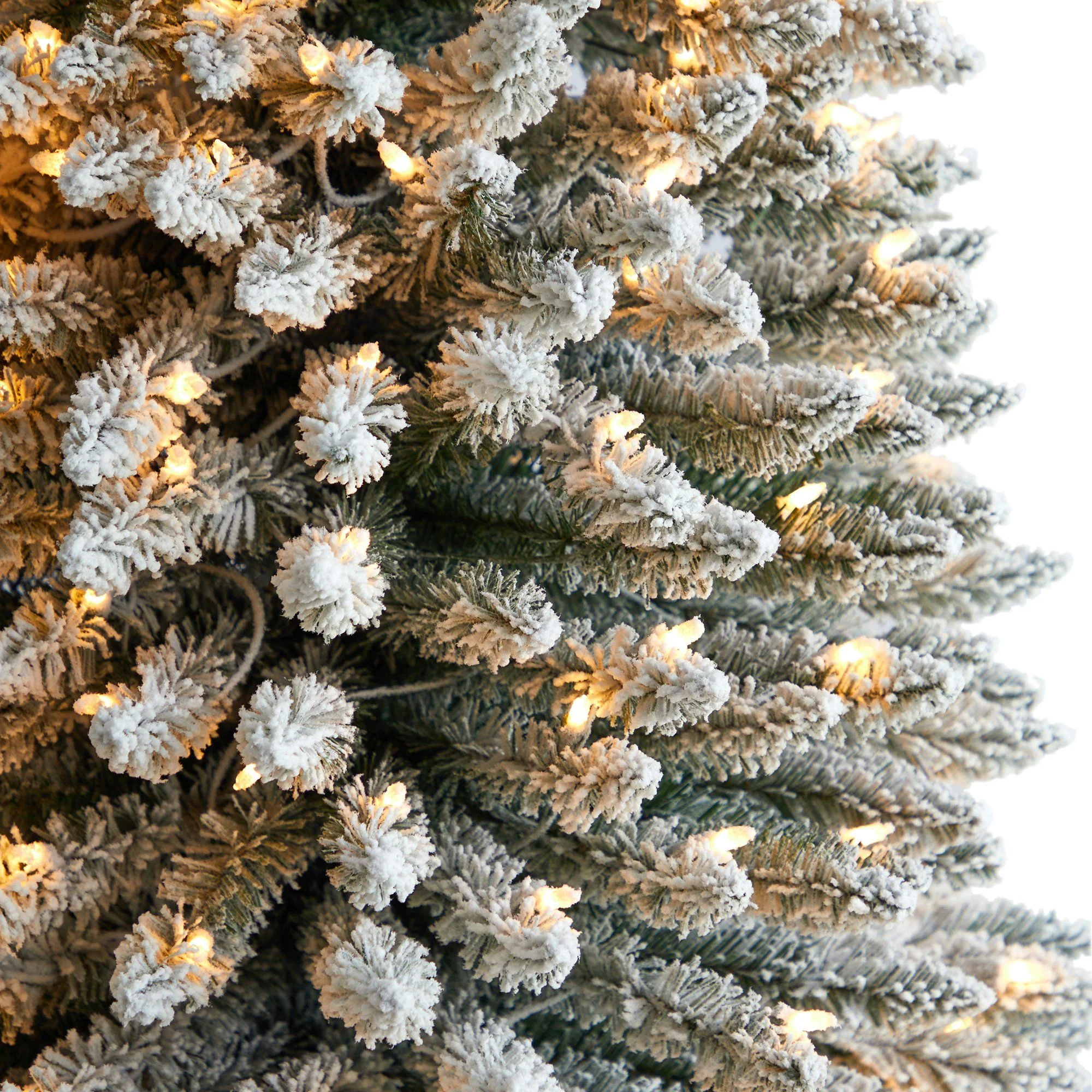 11’ Flocked Pencil Artificial Christmas Tree with 850 Clear Lights and 1435 Bendable Branches - Image 4
