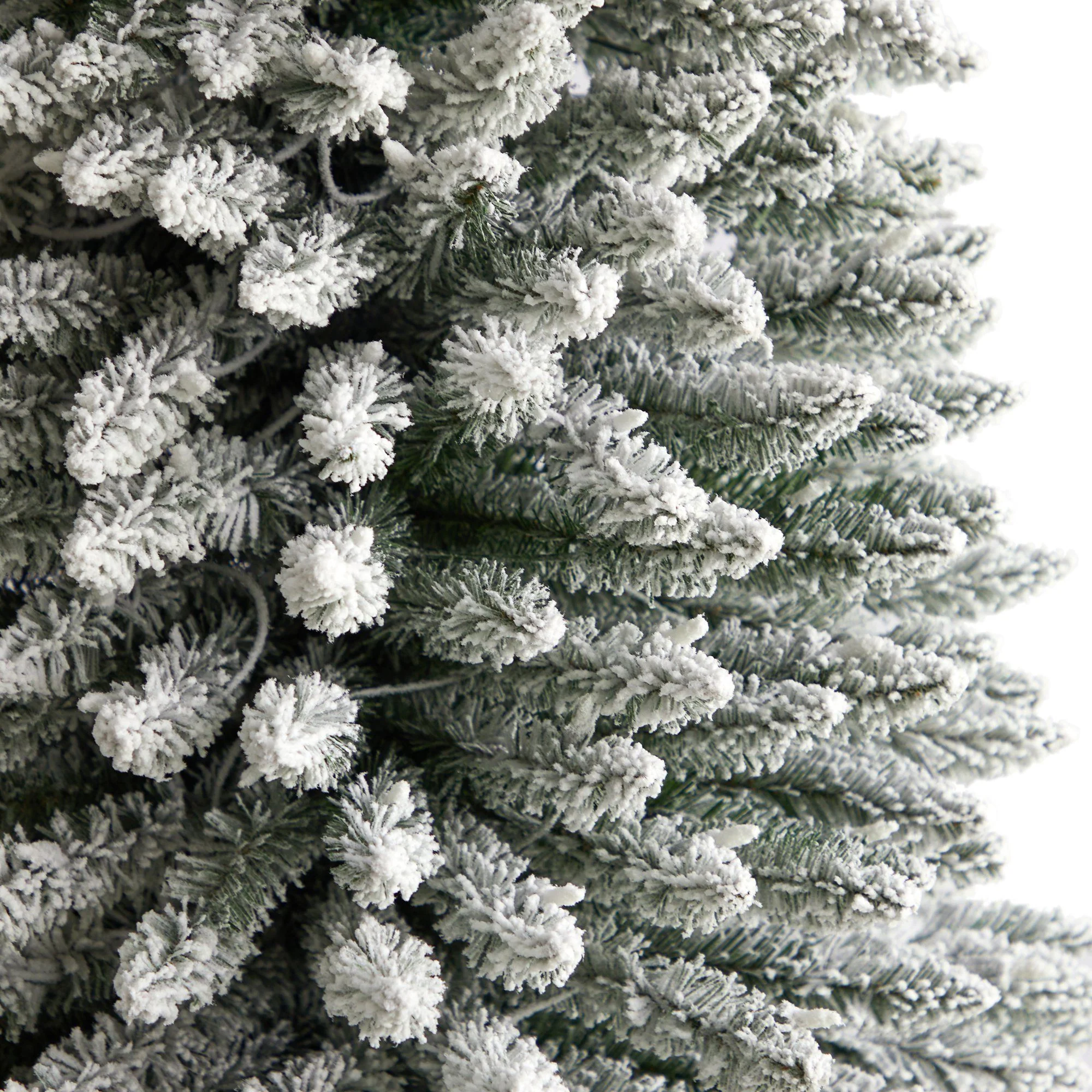11’ Flocked Pencil Artificial Christmas Tree with 850 Clear Lights and 1435 Bendable Branches - Image 5