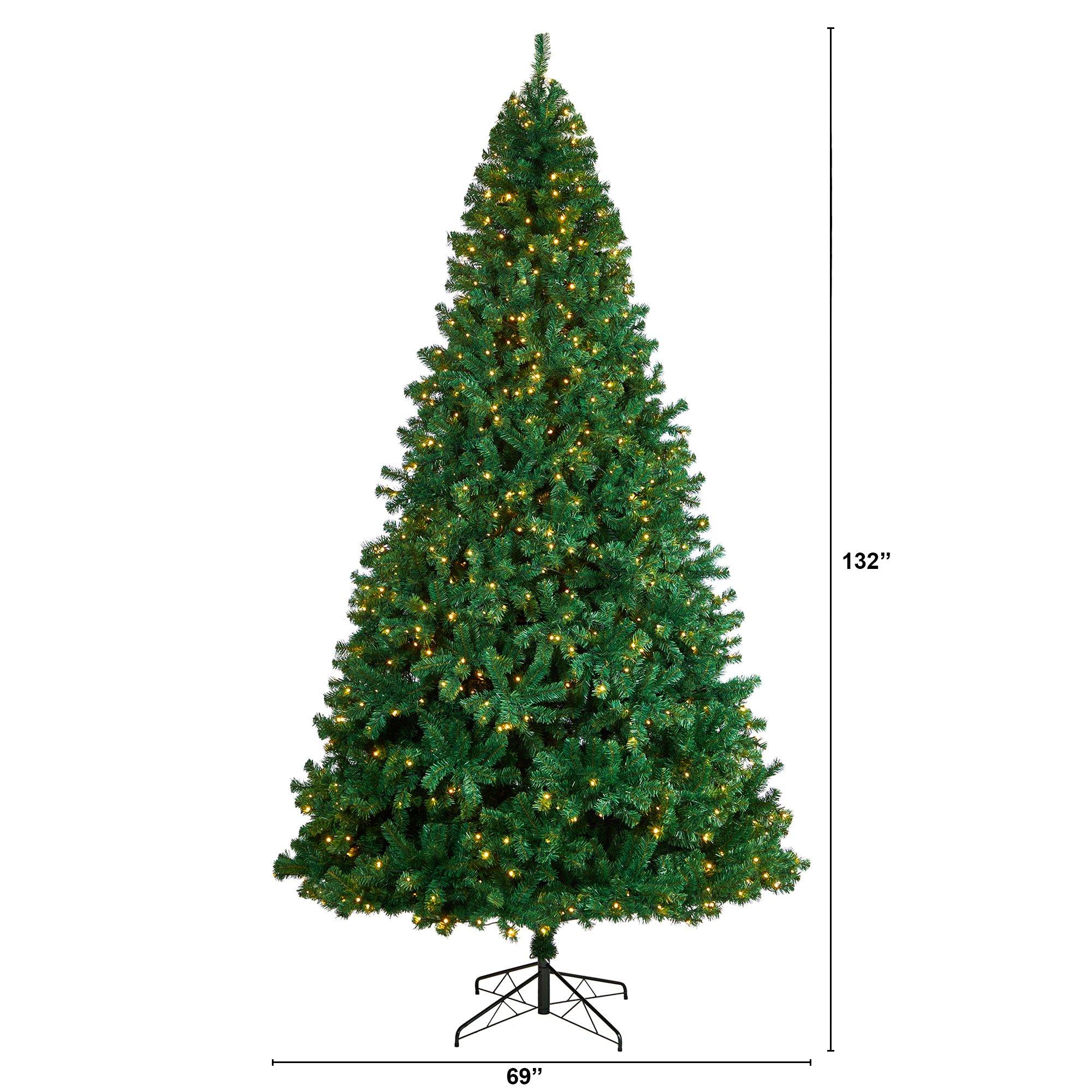 11' Northern Tip Artificial Christmas Tree with 1000 Clear LED Lights and 2720 Bendable Branches - Image 2