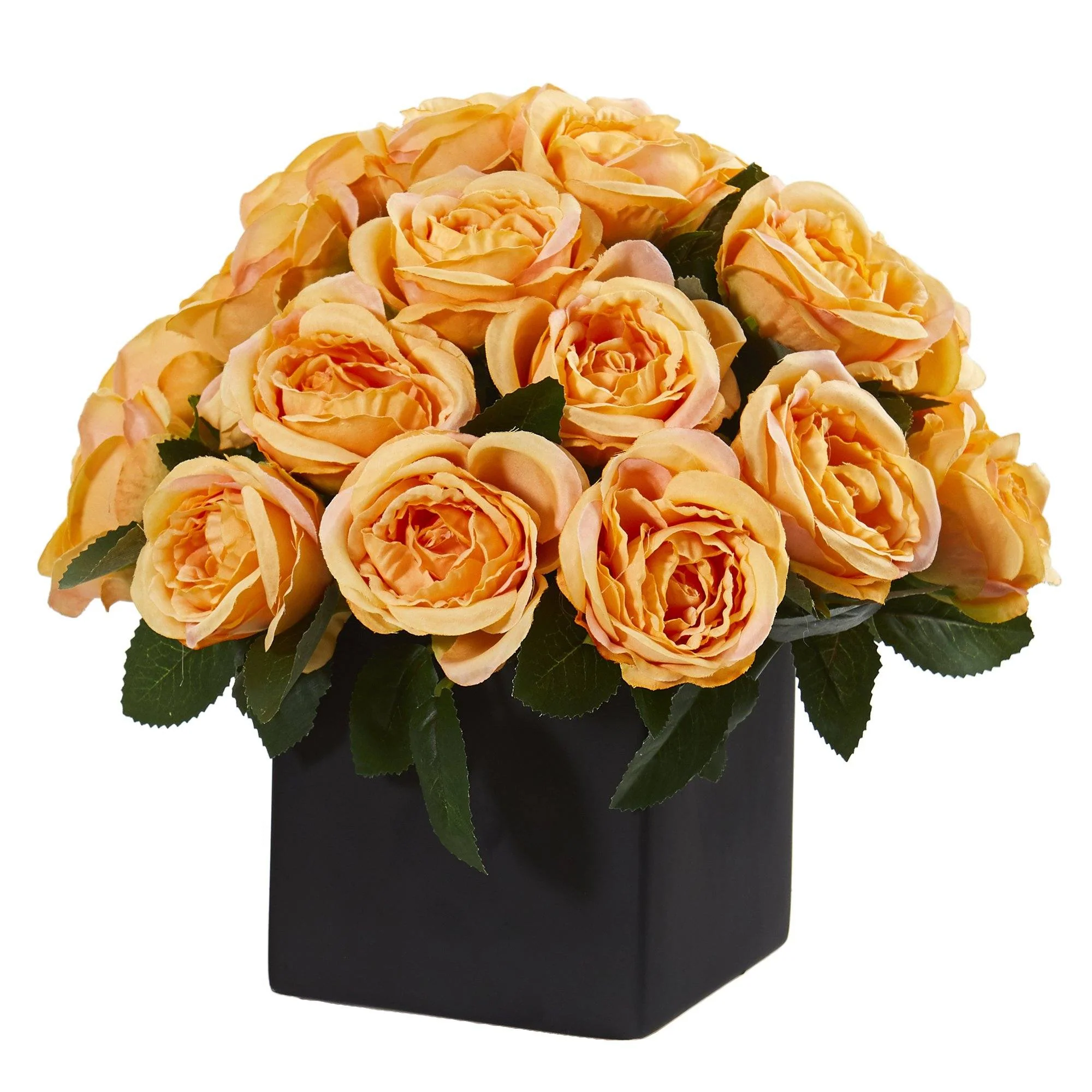 11” Rose Artificial Arrangement in Black Vase - Image 3