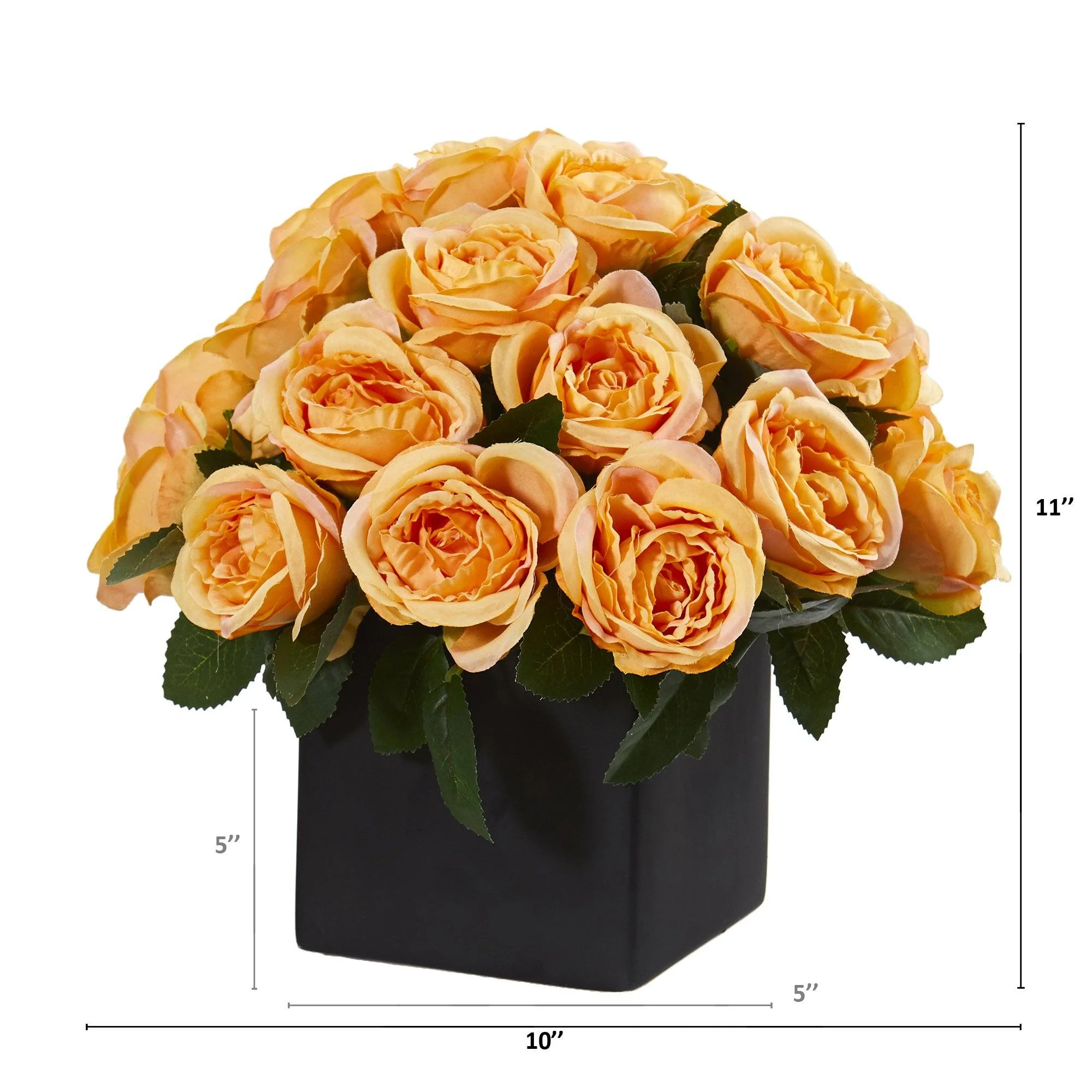11” Rose Artificial Arrangement in Black Vase - Image 4