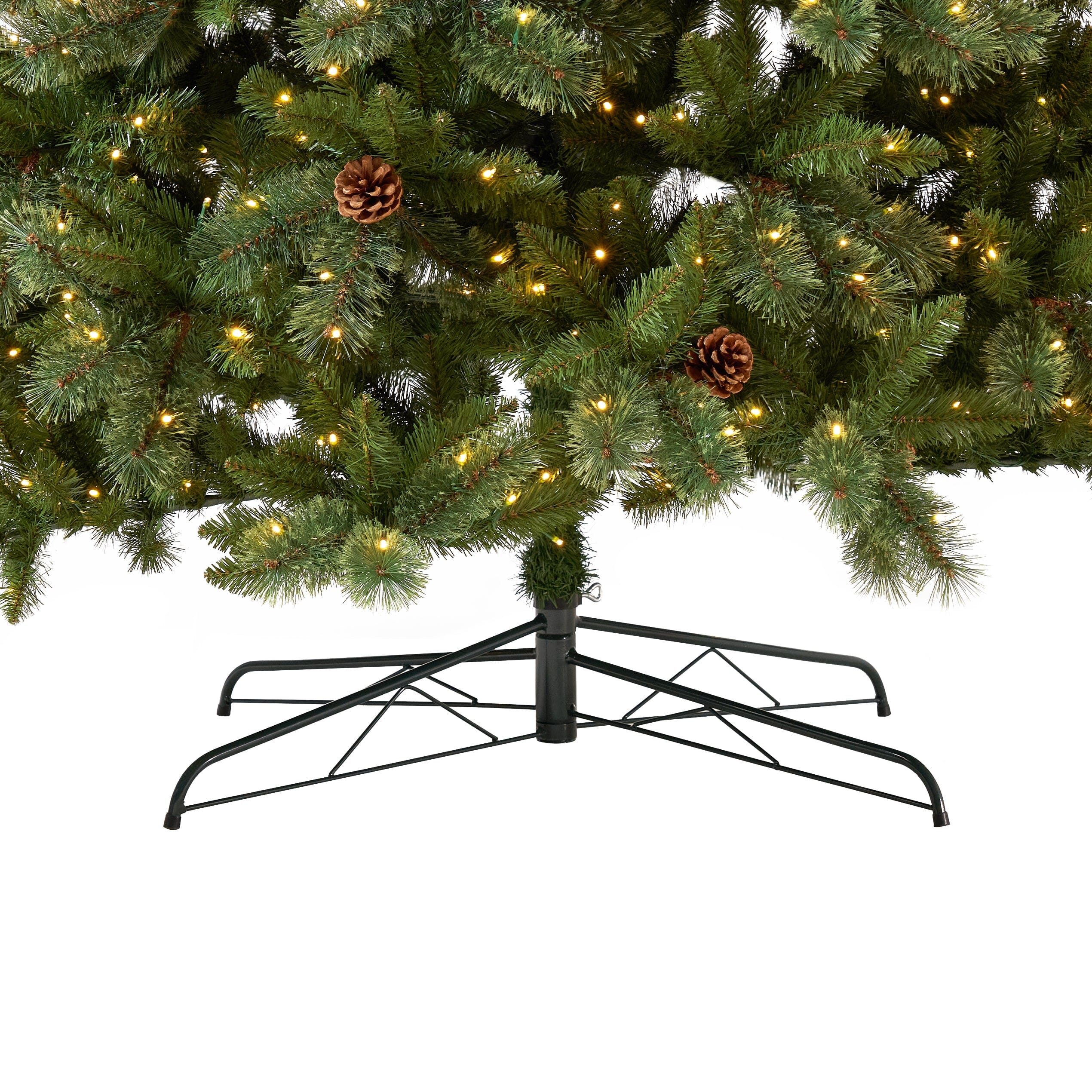 11’ White Mountain Pine Artificial Christmas Tree with 1050 Clear LED Lights, Pine Cones and 2395 Bendable Branches - Image 11