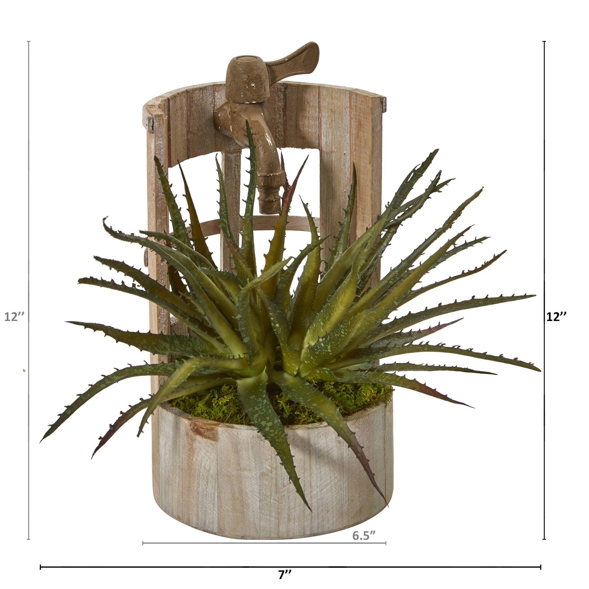 12” Aloe Artificial Plant in Faucet Planter - Image 2