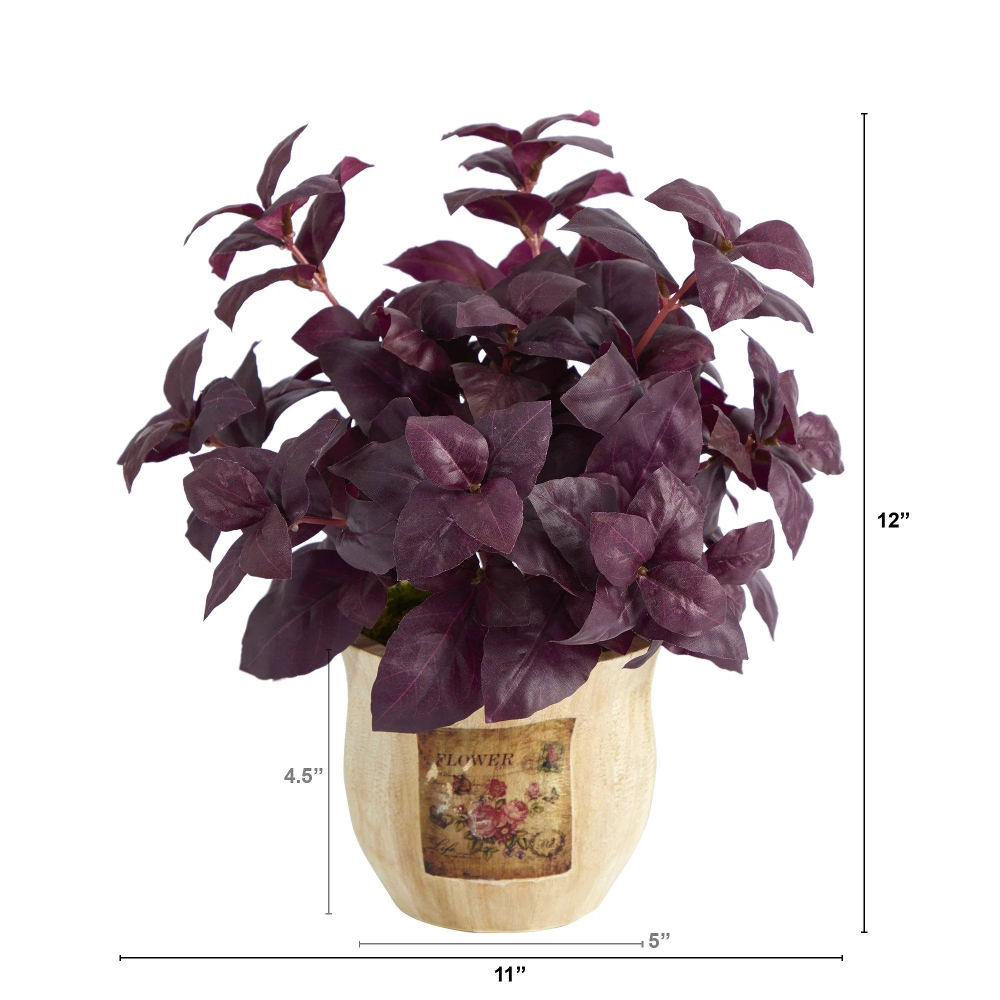 12” Basil Artificial Plant in Decorative Planter - Image 2