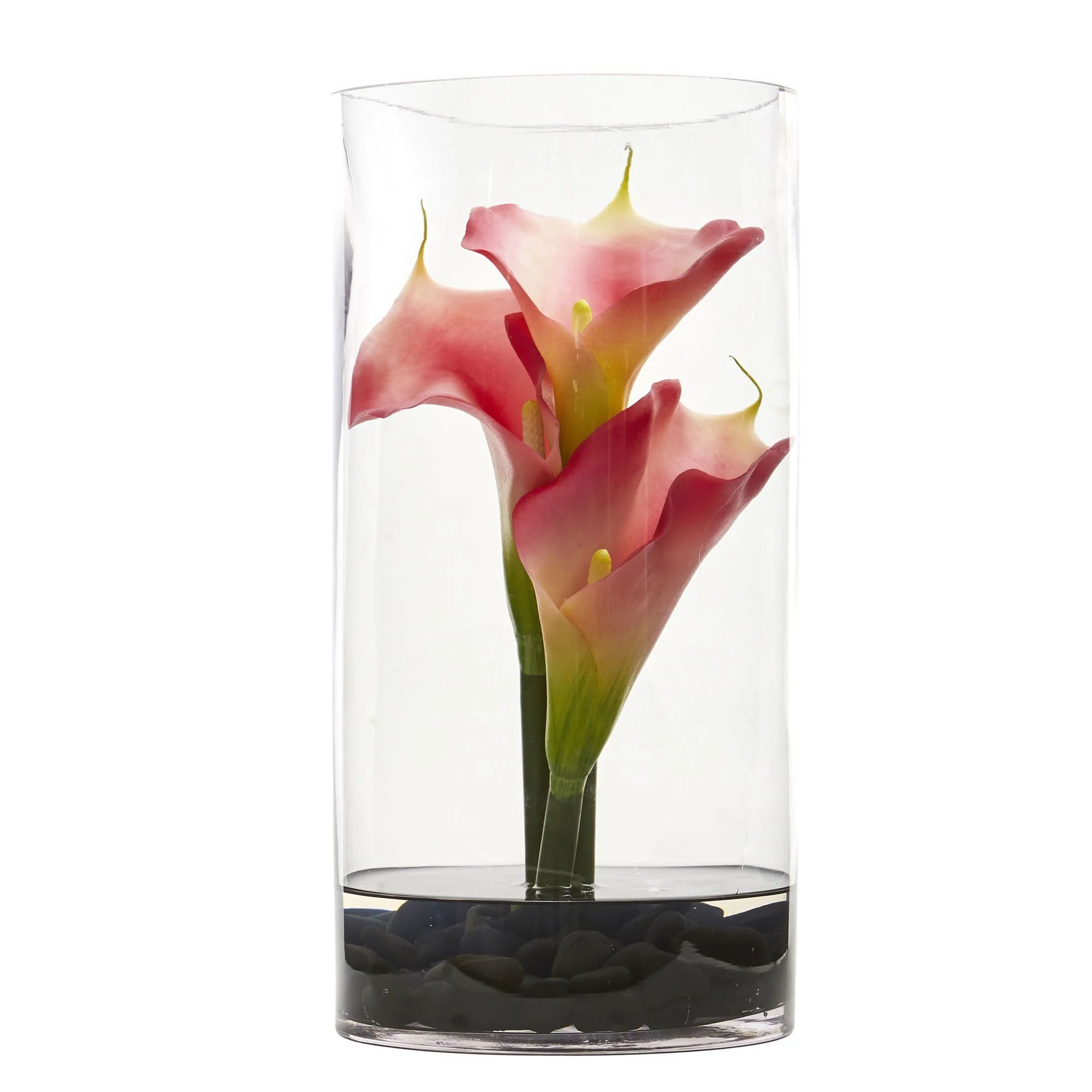 12” Calla Lily Artificial Arrangement in Cylinder Glass - Image 2