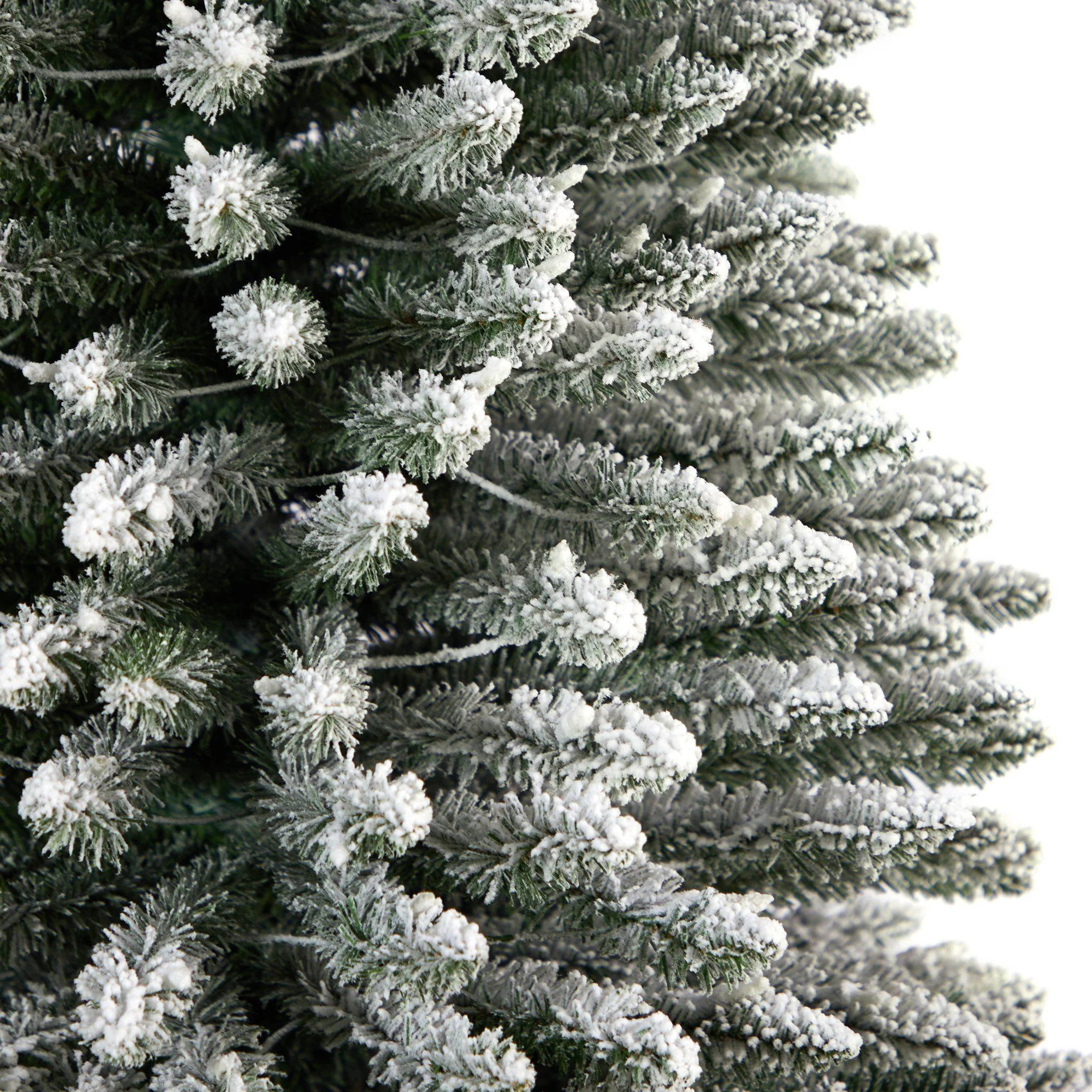 12’ Flocked Pencil Artificial Christmas Tree with 1000 Clear Lights and 1819 Bendable Branches - Image 5