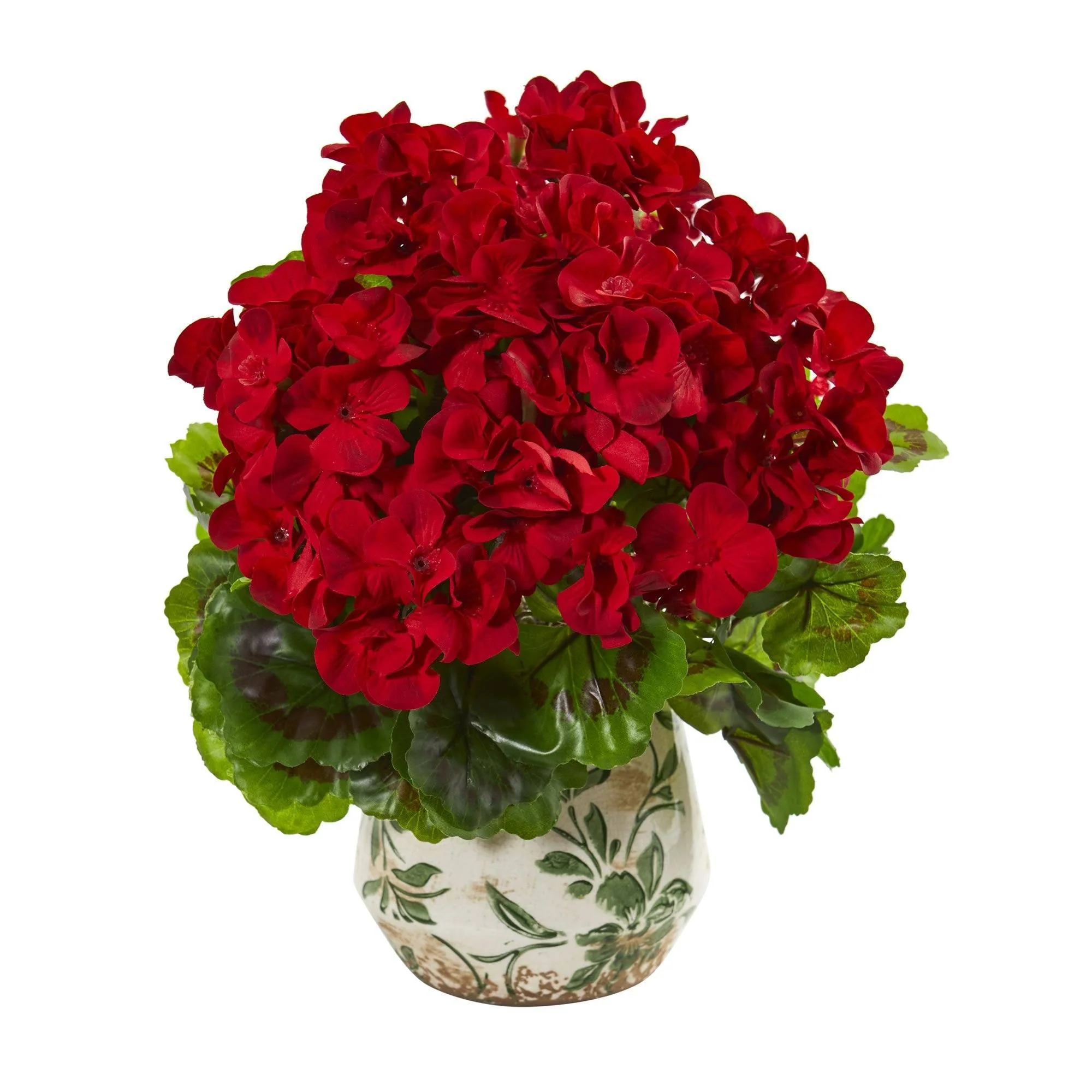 12” Geranium Artificial Plant in Vase UV Resistant (Indoor/Outdoor) - Image 2