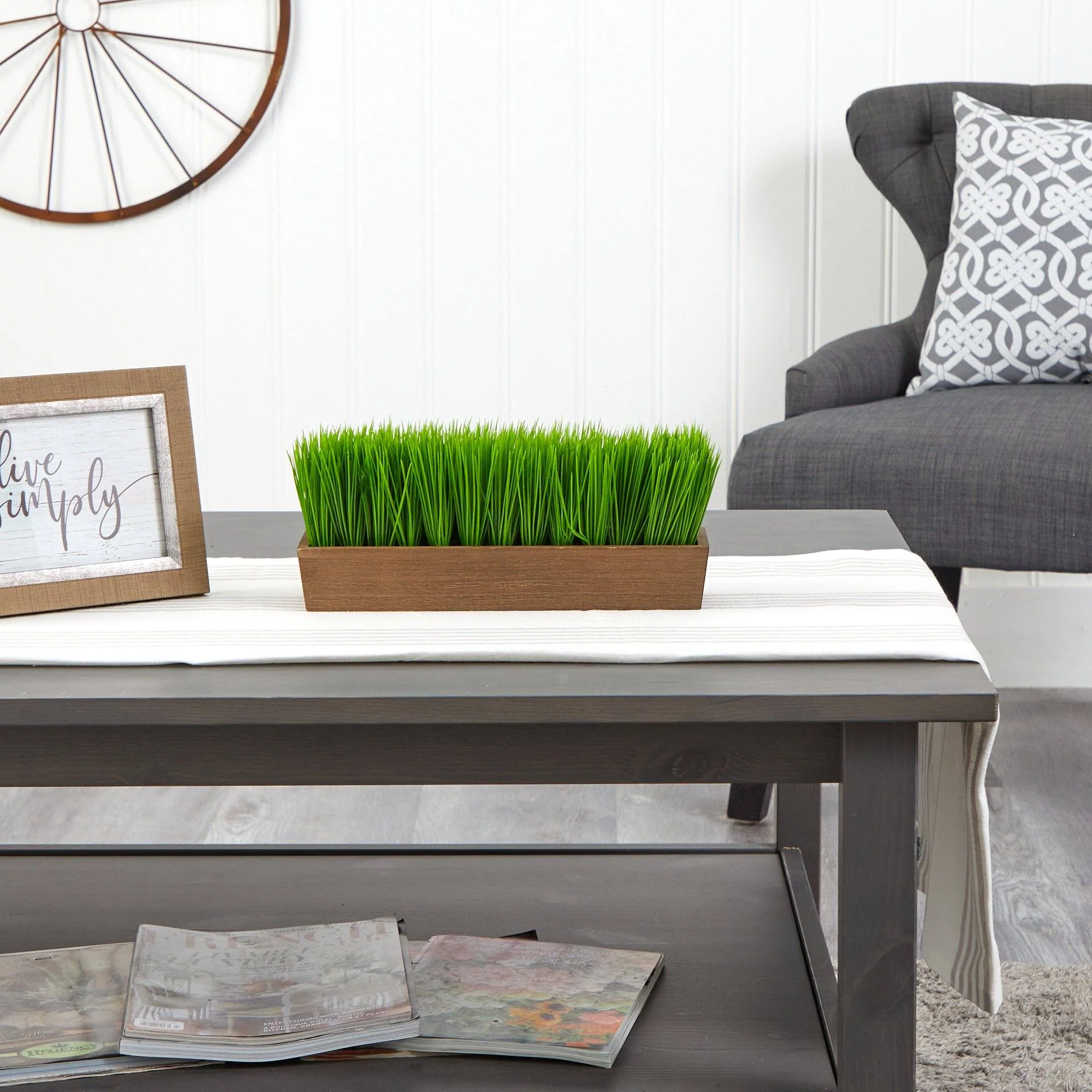 12” Grass Artificial Plant in Decorative Planter - Image 4