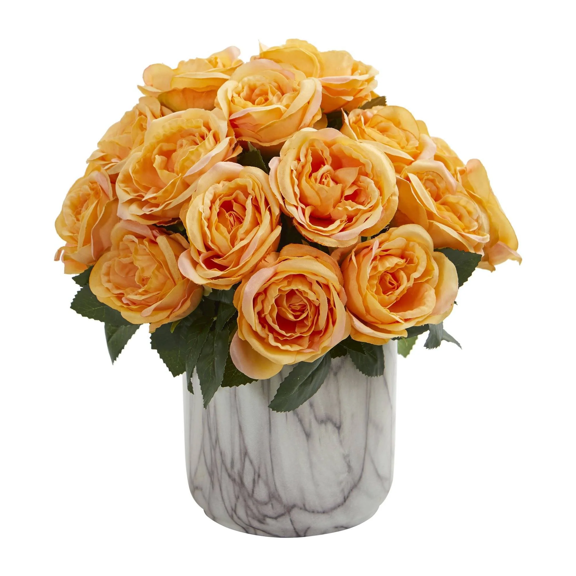 Rose Artificial Arrangement in Marble Finish Vase - Image 2