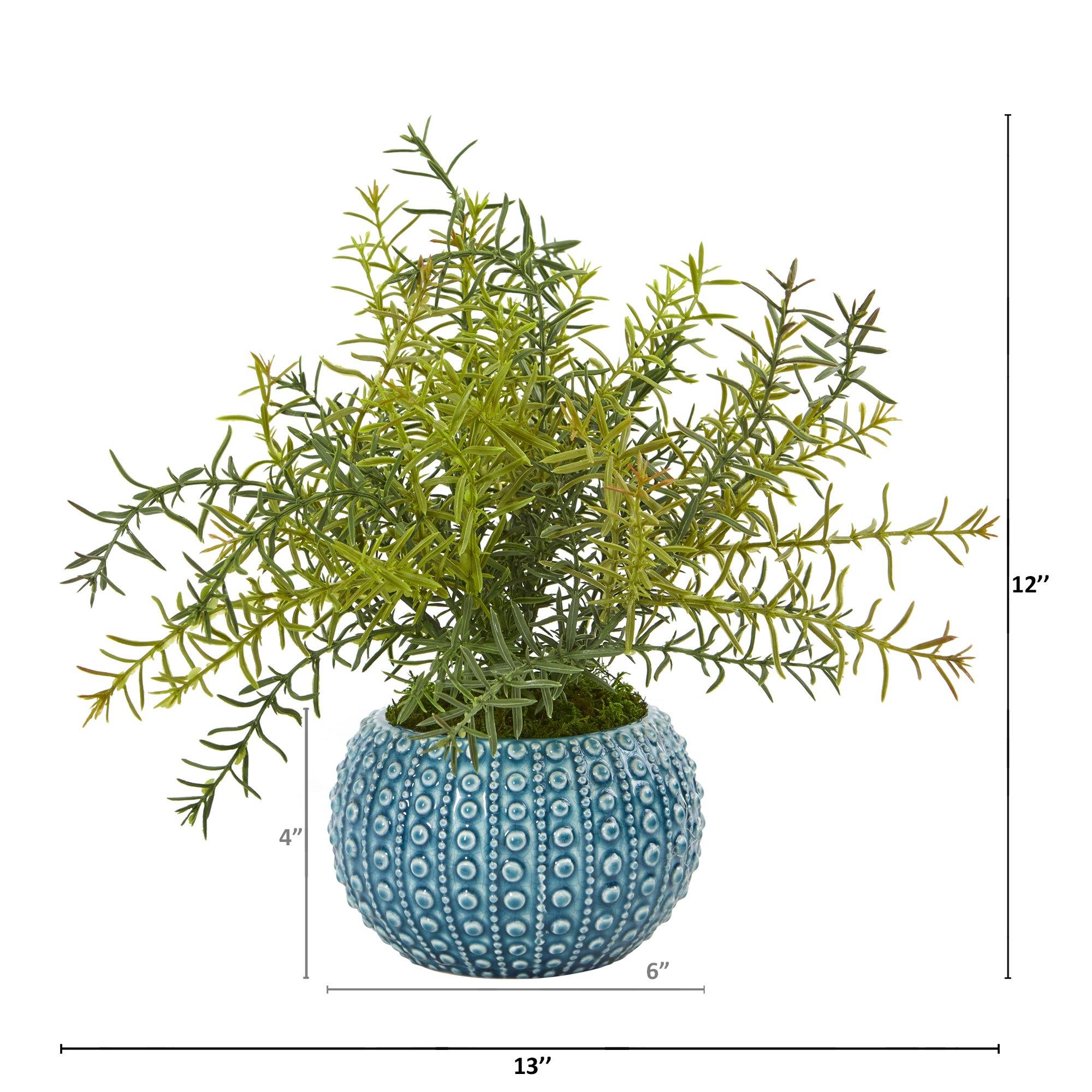 12” Rosemary Artificial Plant in Blue Planter - Image 2
