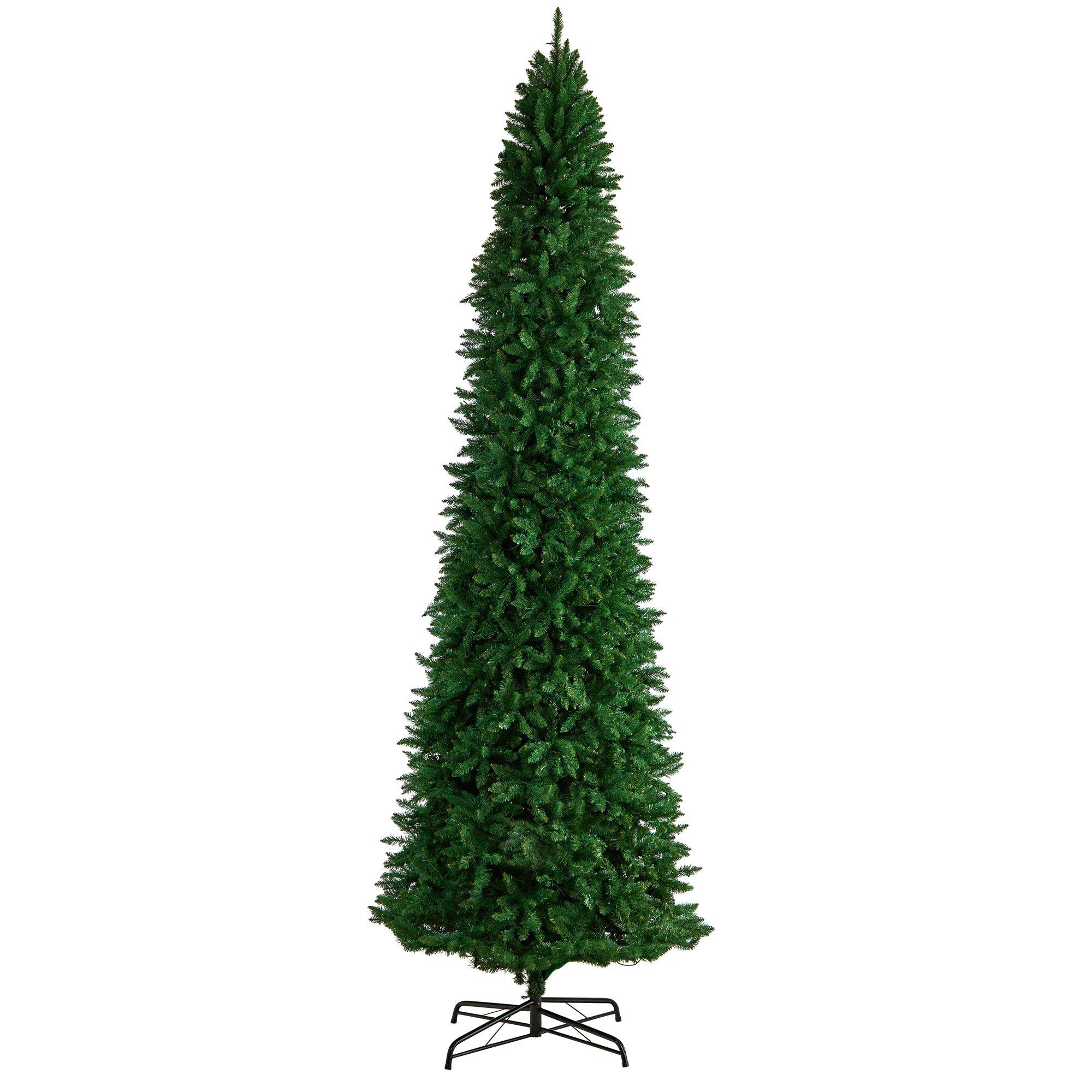 12’ Slim Green Mountain Pine Artificial Christmas Tree with 1100 Clear LED Lights and 3235 Tips - Image 3